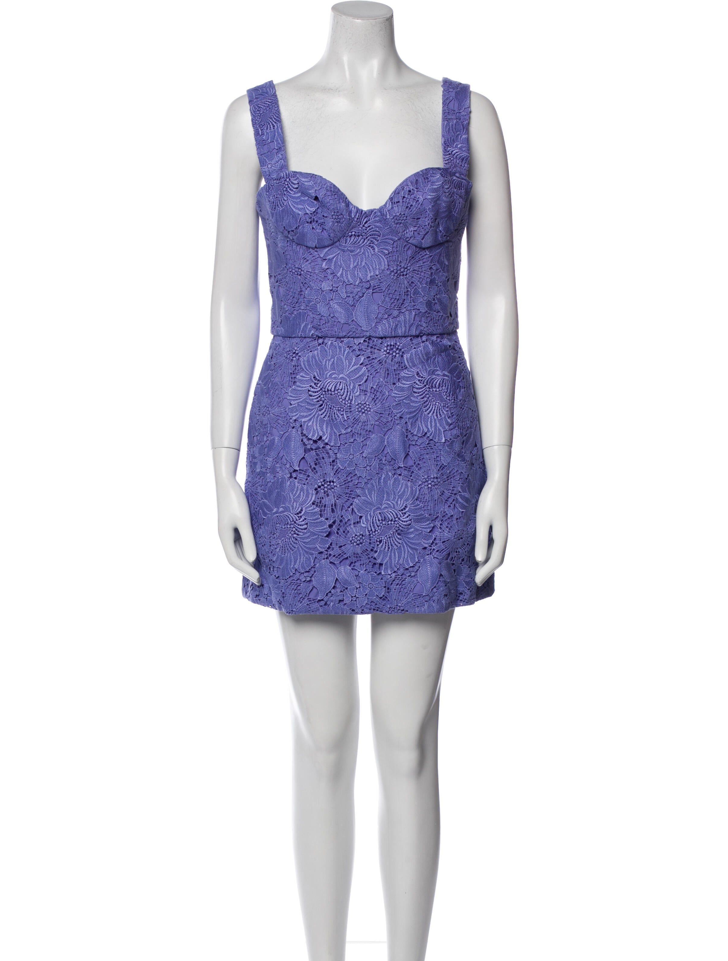 Aknvas Lace Pattern Mini Dress