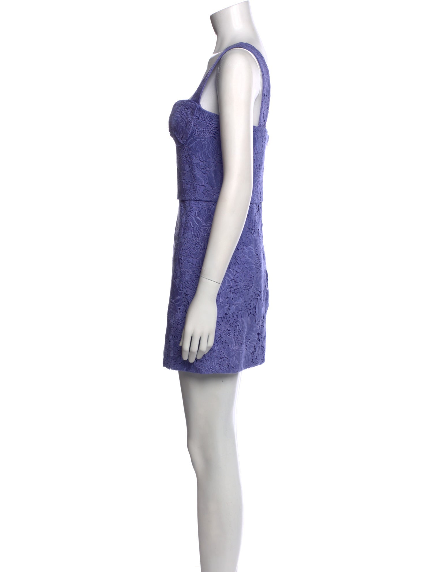 Aknvas Lace Pattern Mini Dress