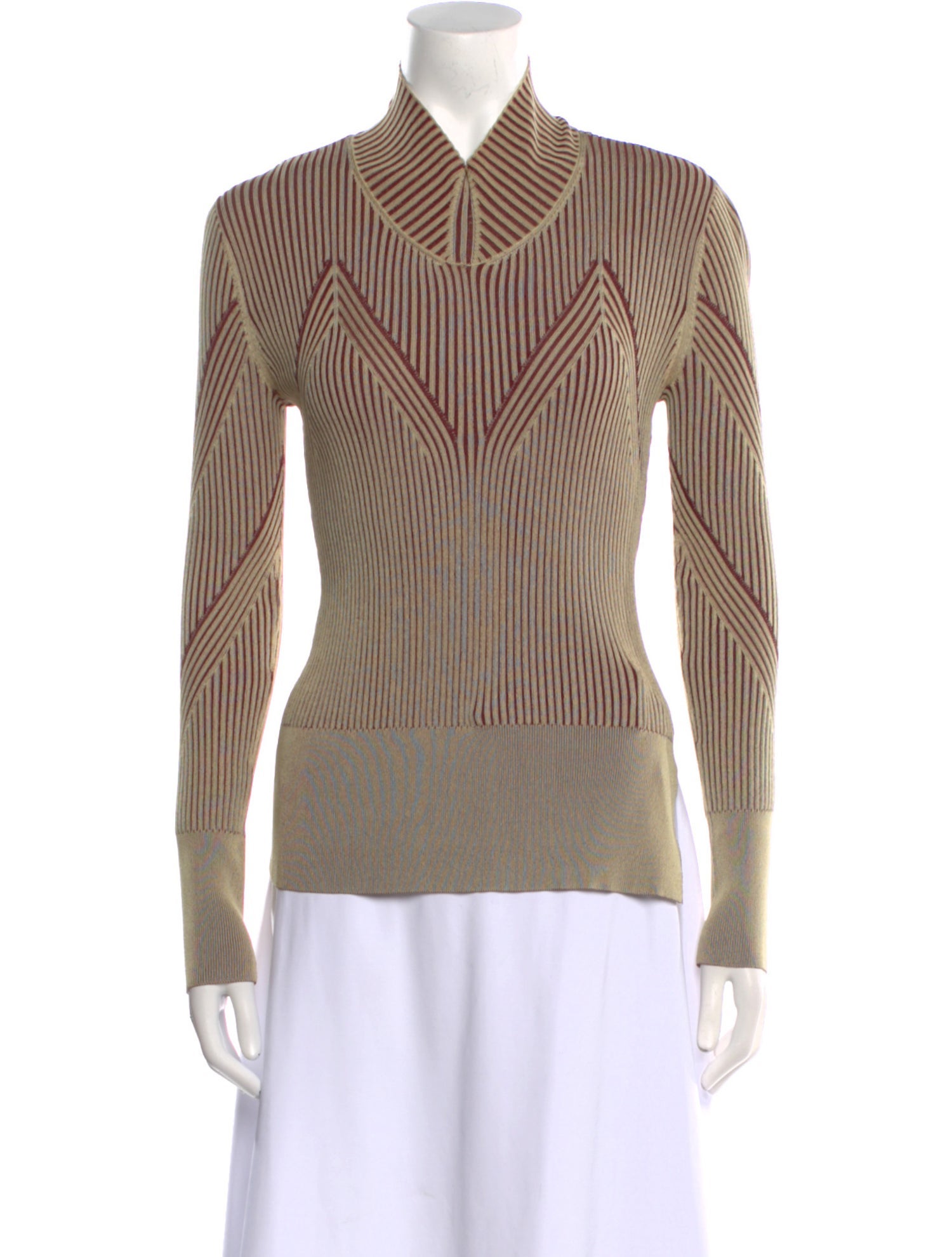 Aknvas Striped Mock Neck Top