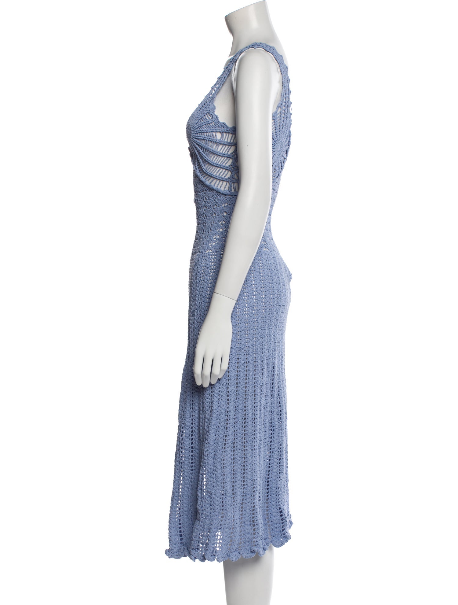 Aknvas Lace Pattern Midi Length Dress