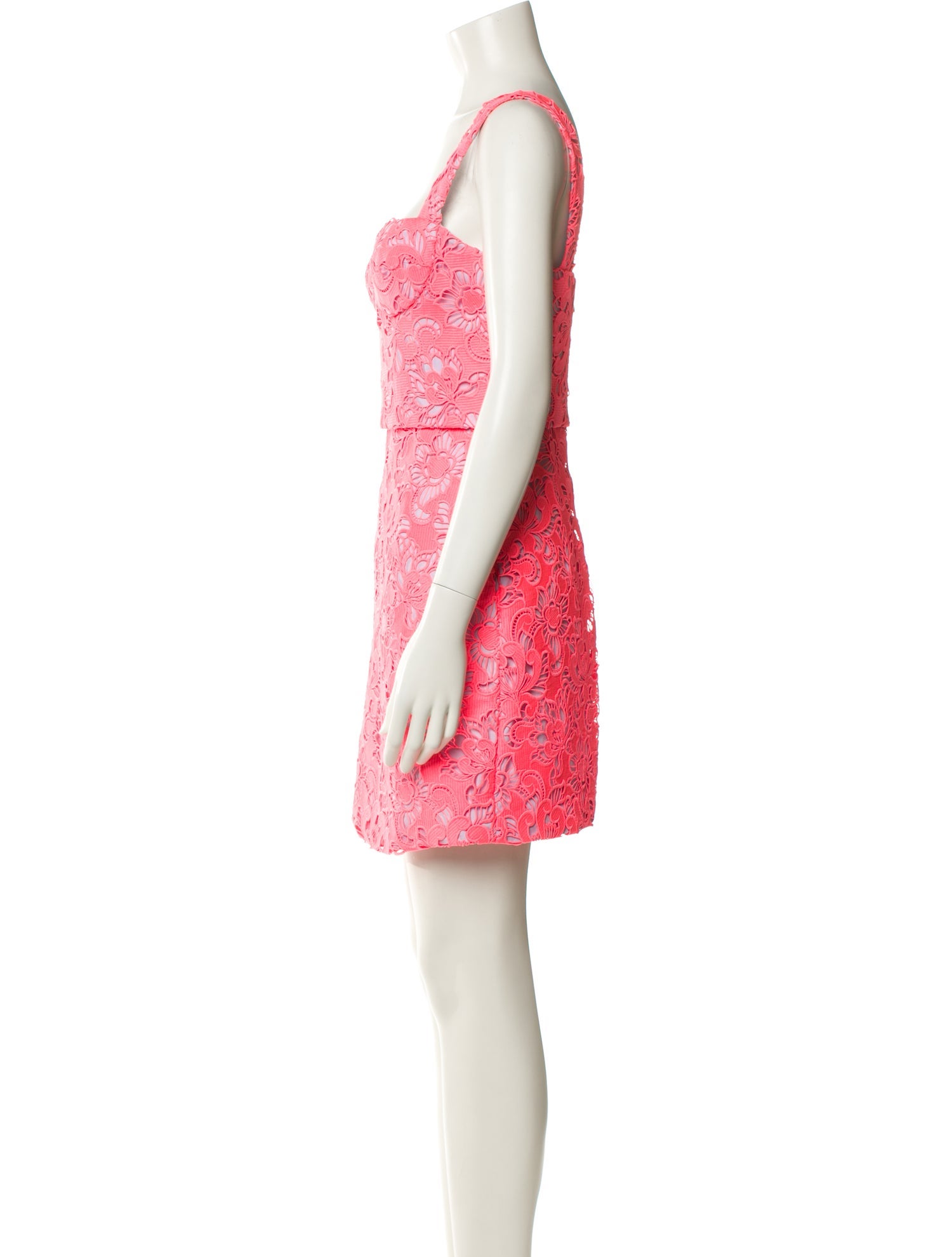 Aknvas Lace Pattern Mini Dress