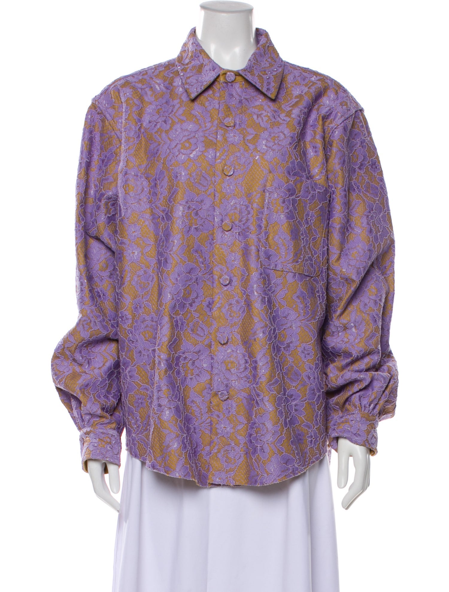 Aknvas Lace Pattern Long Sleeve Western Shirt