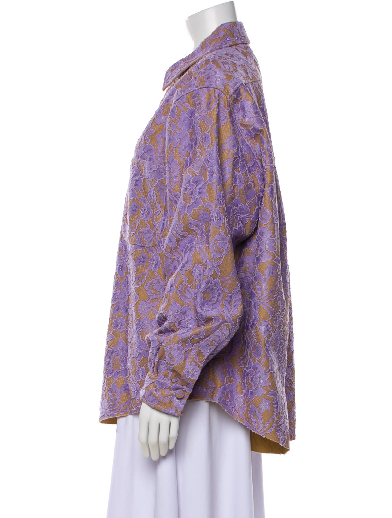 Aknvas Lace Pattern Long Sleeve Western Shirt