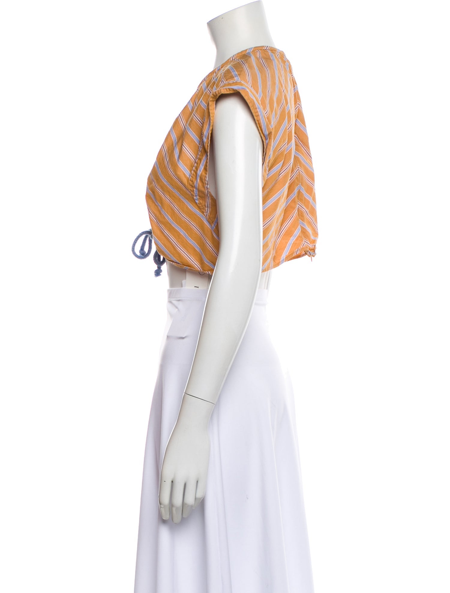 Aknvas Striped Crew Neck Crop Top