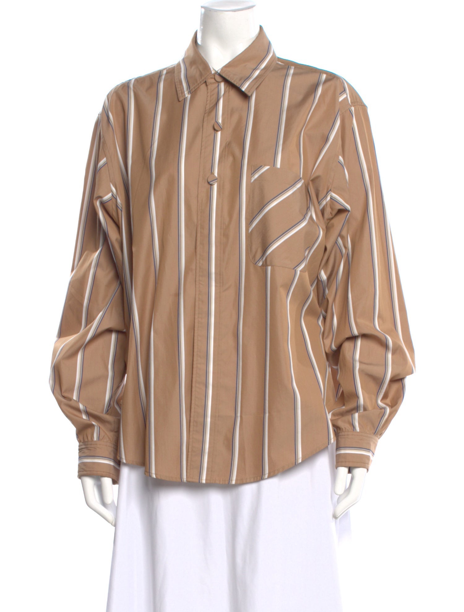 Aknvas Striped Long Sleeve Button-Up Top