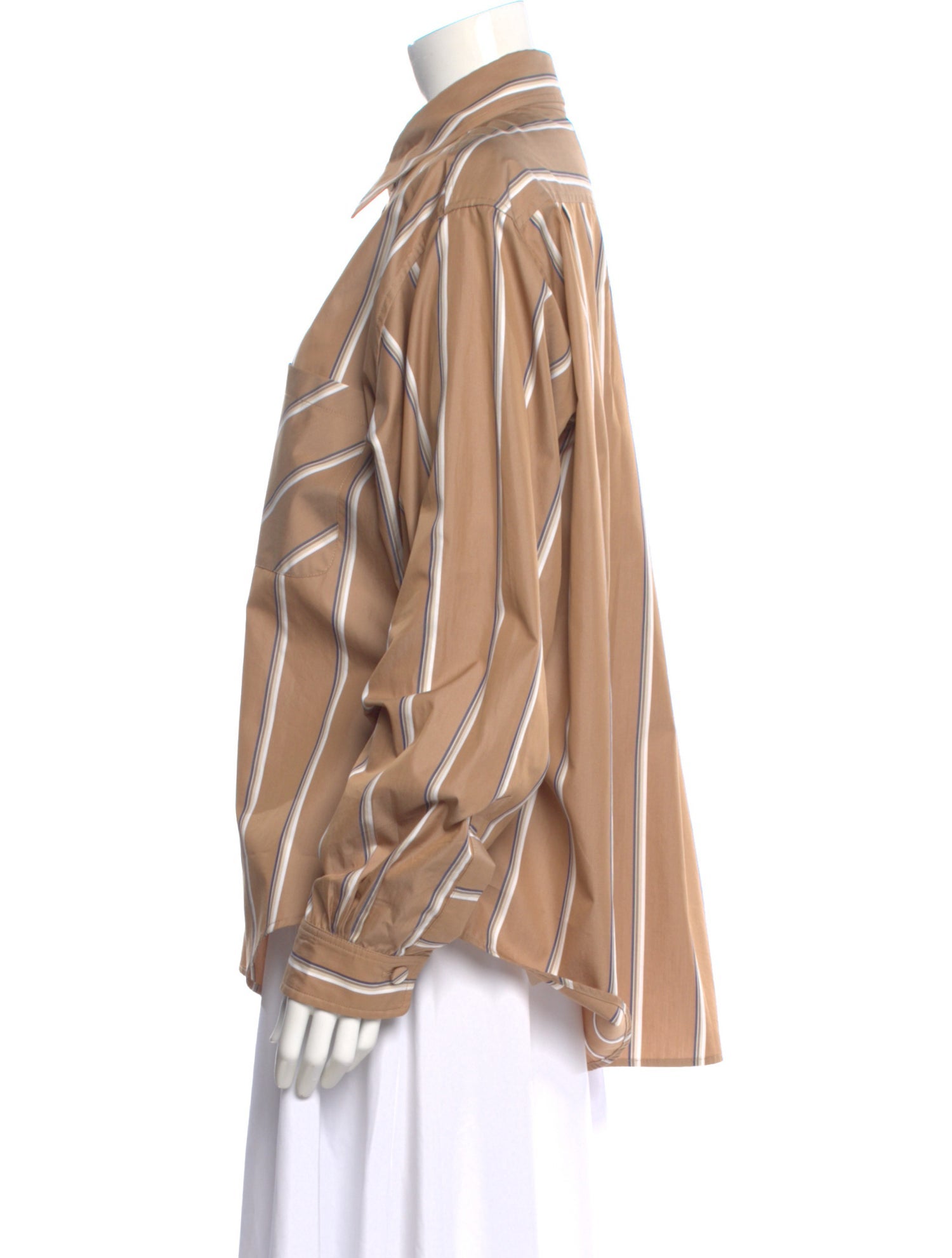 Aknvas Striped Long Sleeve Button-Up Top