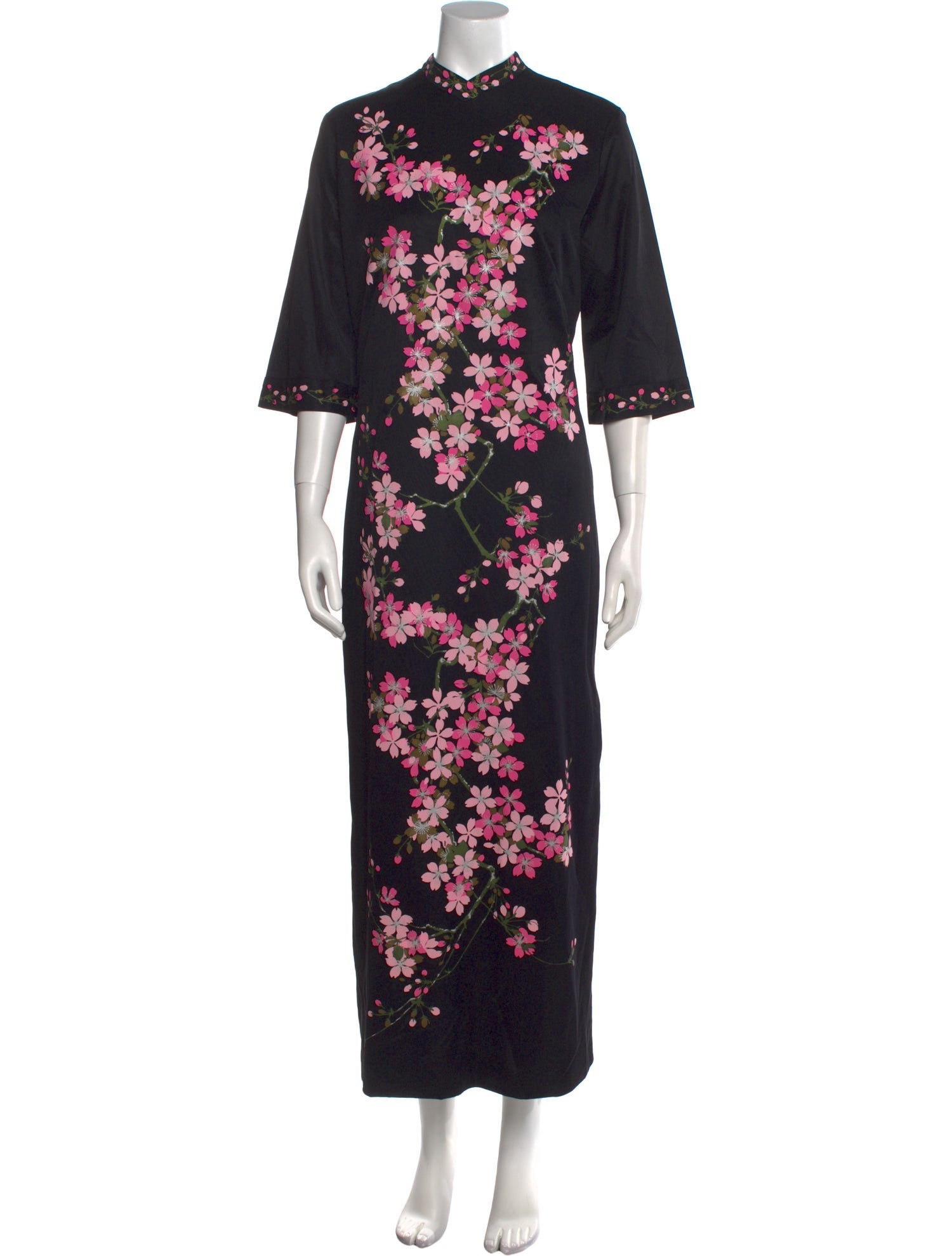 Alfred Shaheen Floral Print Long Dress