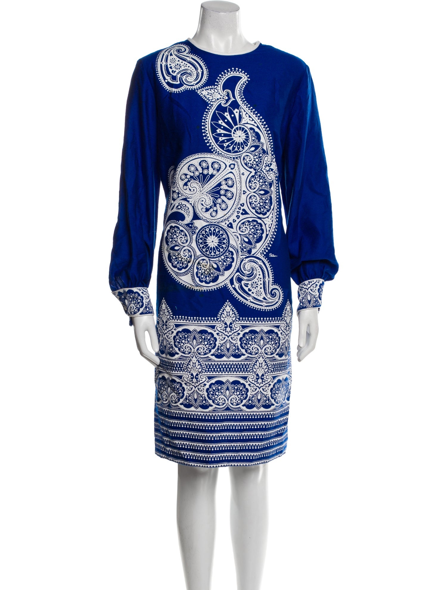 Alfred Shaheen Paisley Print Knee-Length Dress