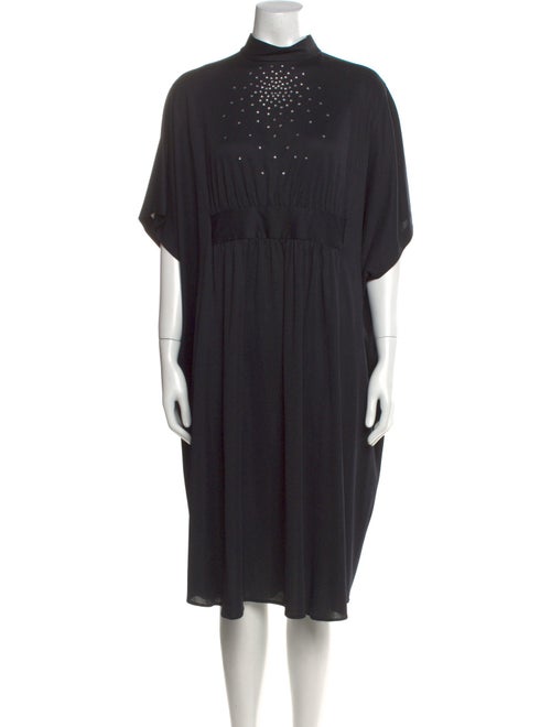 Alfred Shaheen Mock Neck Midi Length Dress