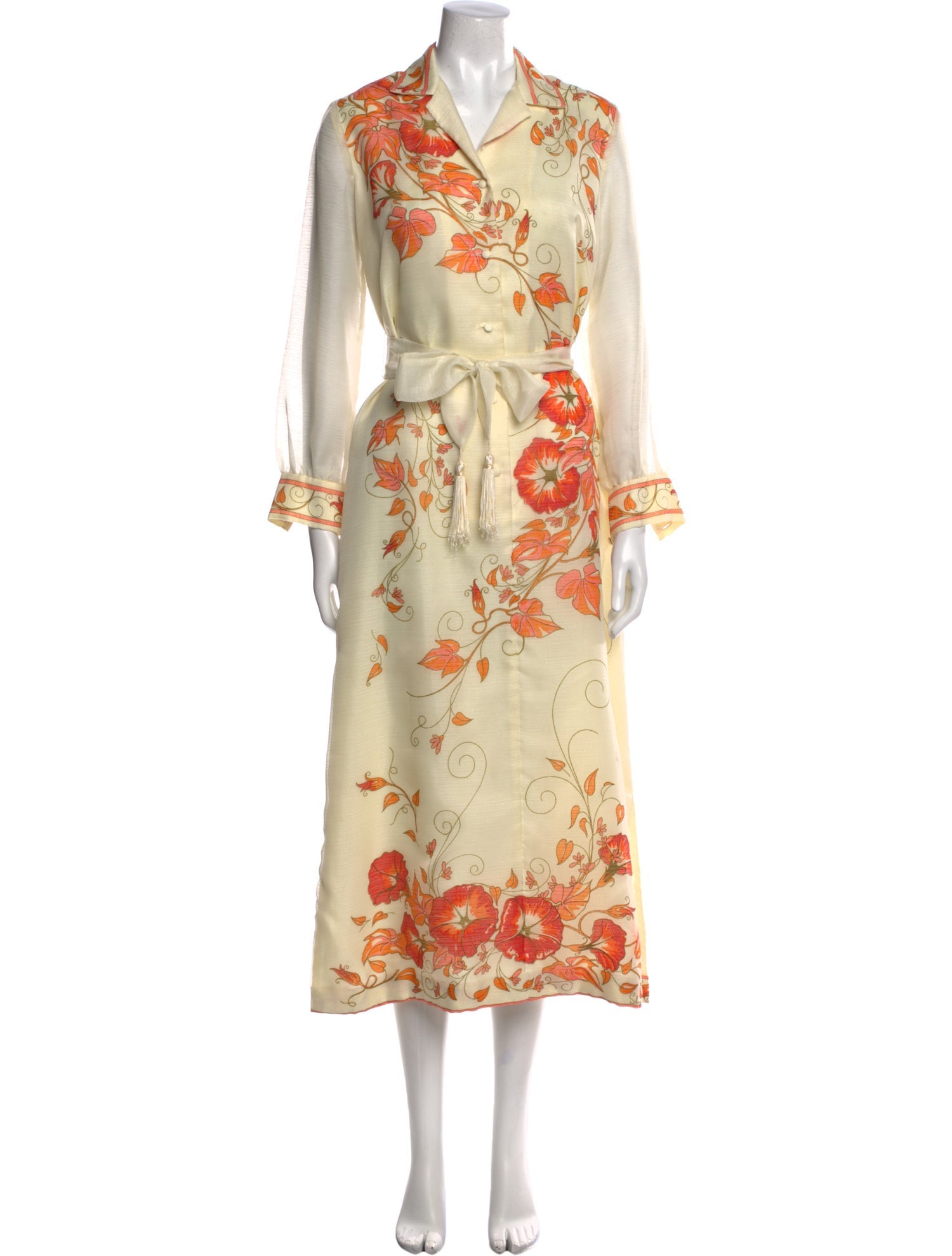 Alfred Shaheen Floral Print Midi Length Dress