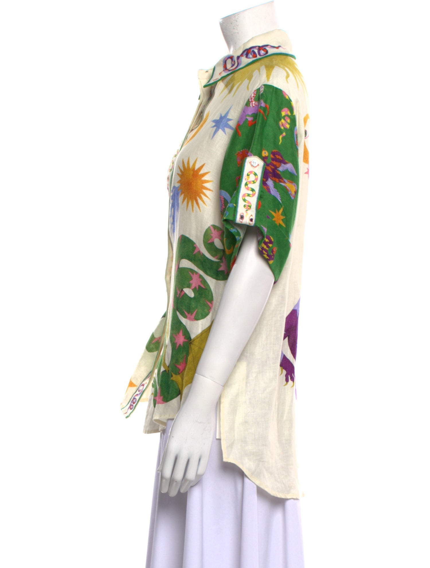 ALÉMAIS Linen Printed Button-Up Top