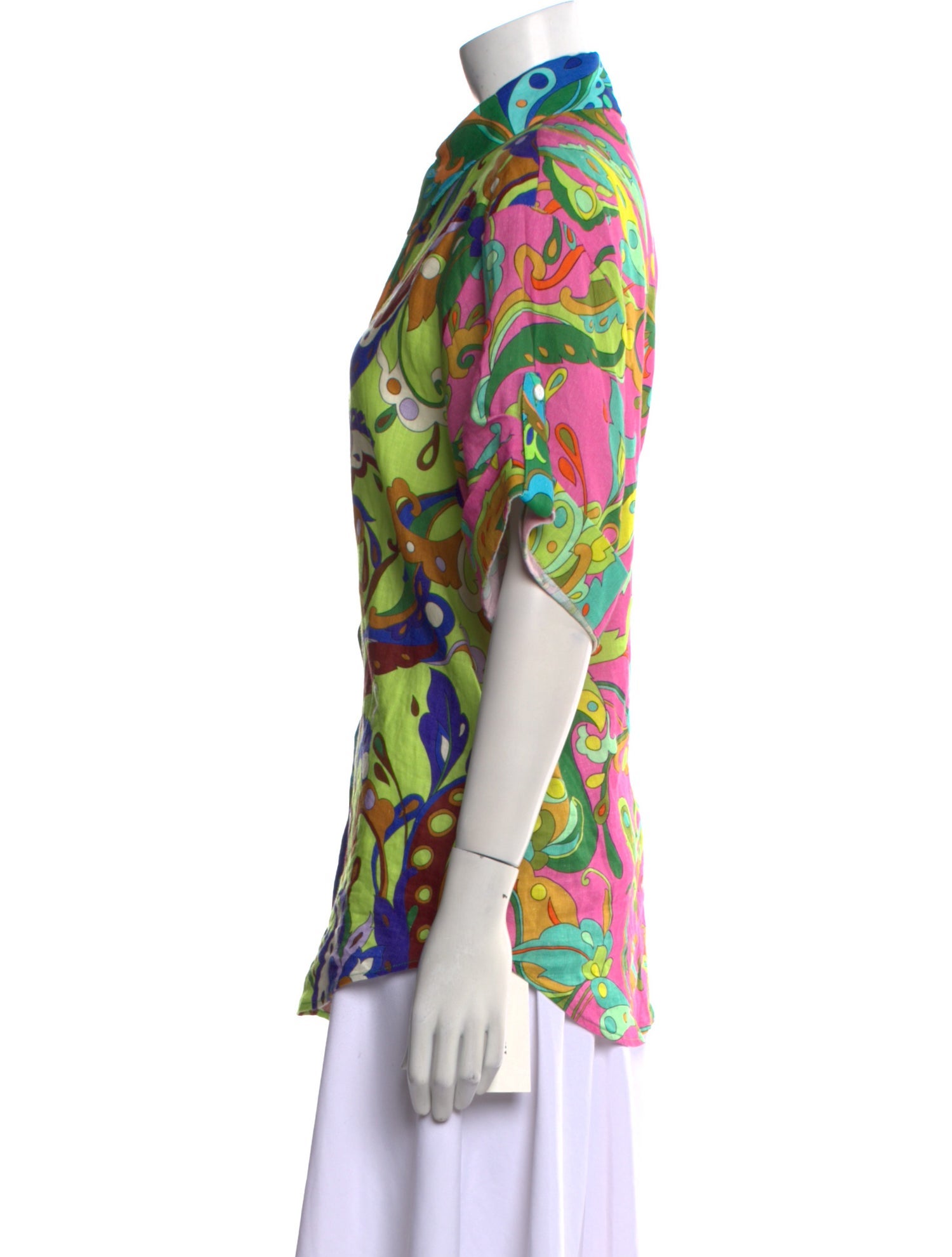 ALÉMAIS Printed Short Sleeve Button-Up Top