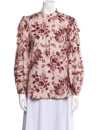 ALÉMAIS Floral Print Mock Neck Blouse