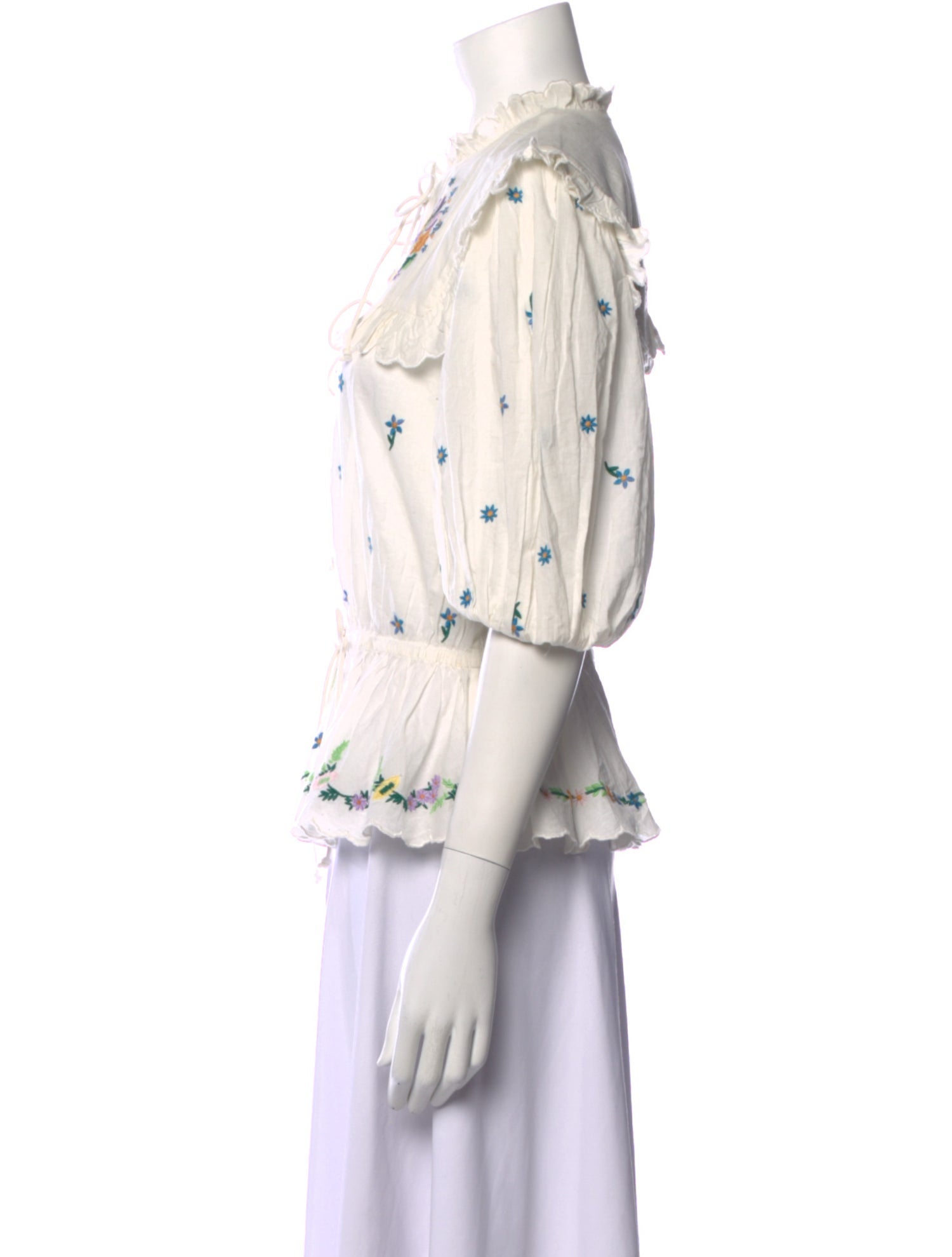 ALÉMAIS Floral Print Mock Neck Blouse