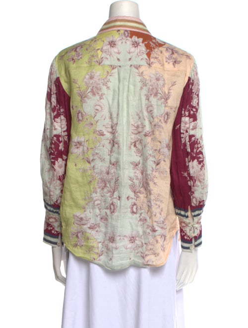ALÉMAIS Linen Floral Print Button-Up Top