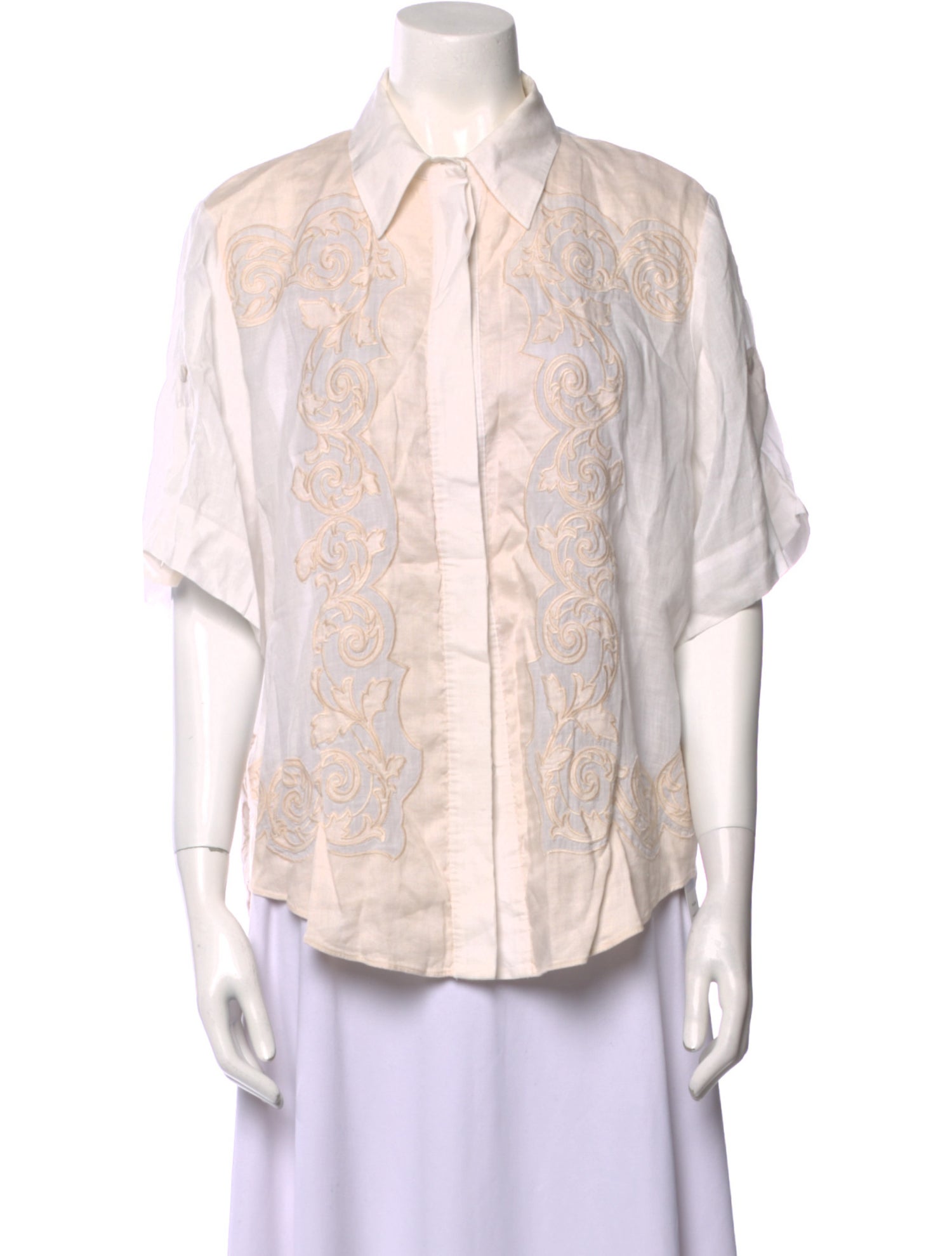 ALÉMAIS Printed Short Sleeve Button-Up Top