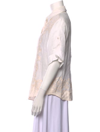 ALÉMAIS Printed Short Sleeve Button-Up Top