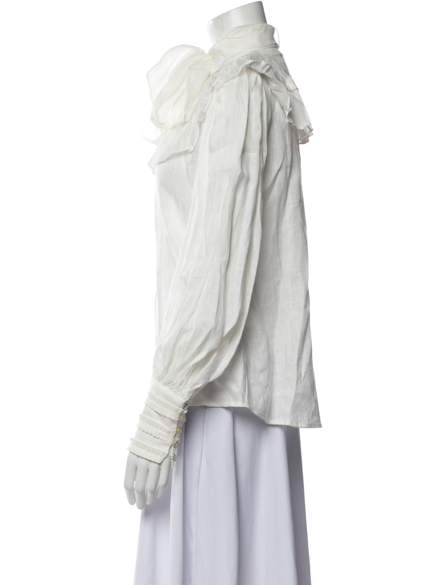 ALÉMAIS Linen Mock Neck Button-Up Top