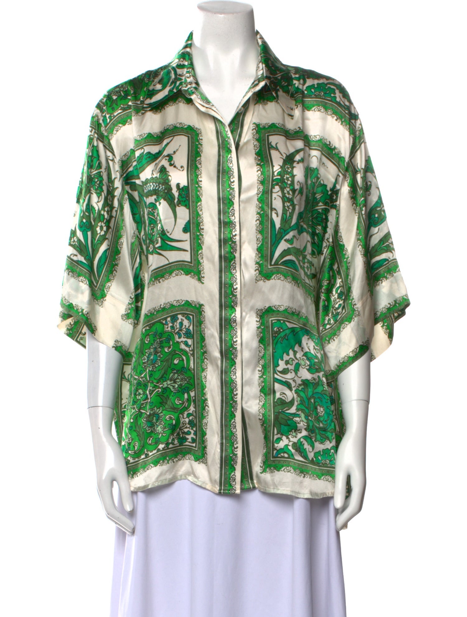 ALÉMAIS Silk Printed Button-Up Top