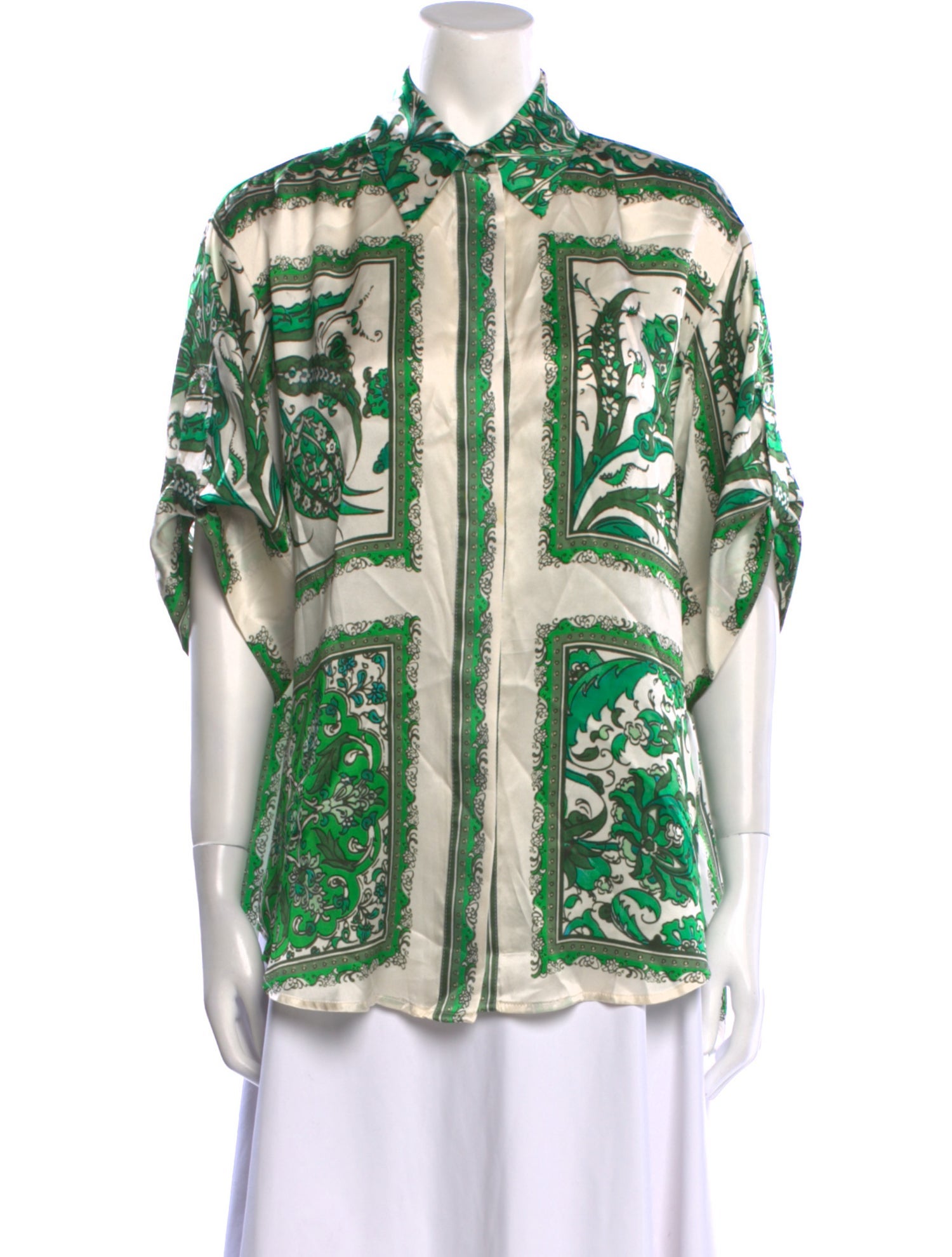 ALÉMAIS Silk Printed Button-Up Top