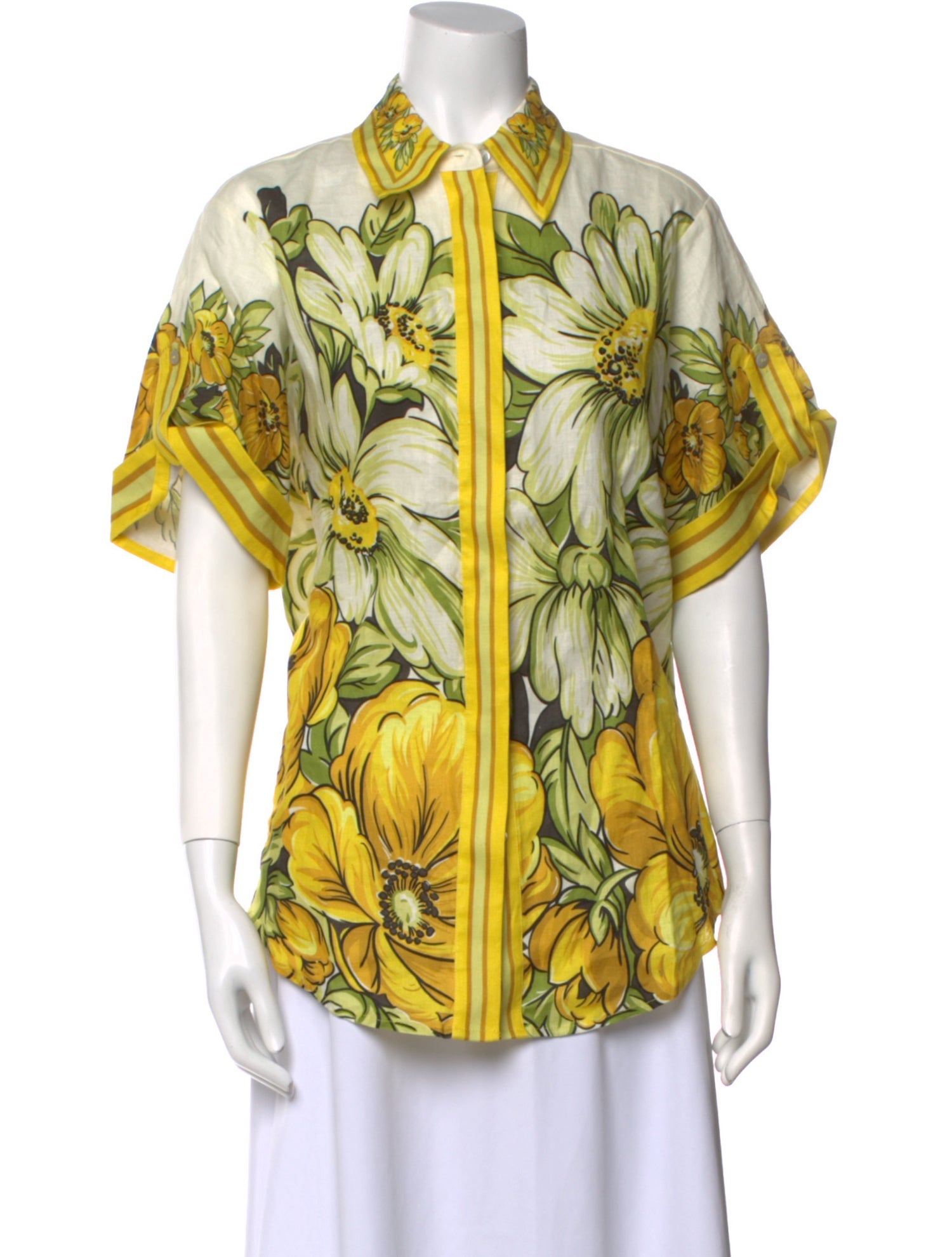 ALÉMAIS Floral Print Short Sleeve Button-Up Top w/ Tags