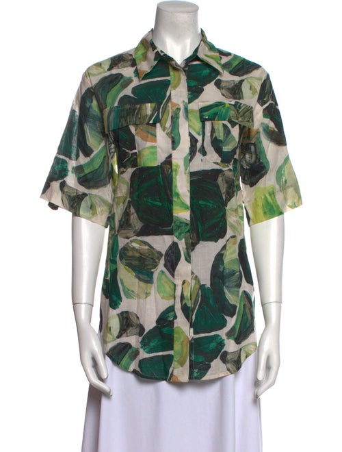 ALÉMAIS Printed Short Sleeve Button-Up Top