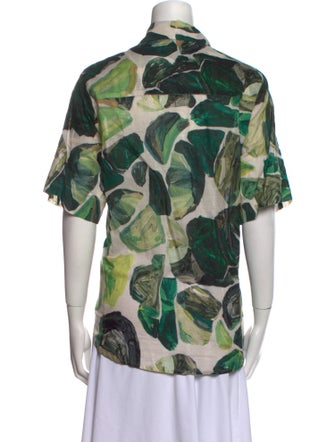 ALÉMAIS Printed Short Sleeve Button-Up Top