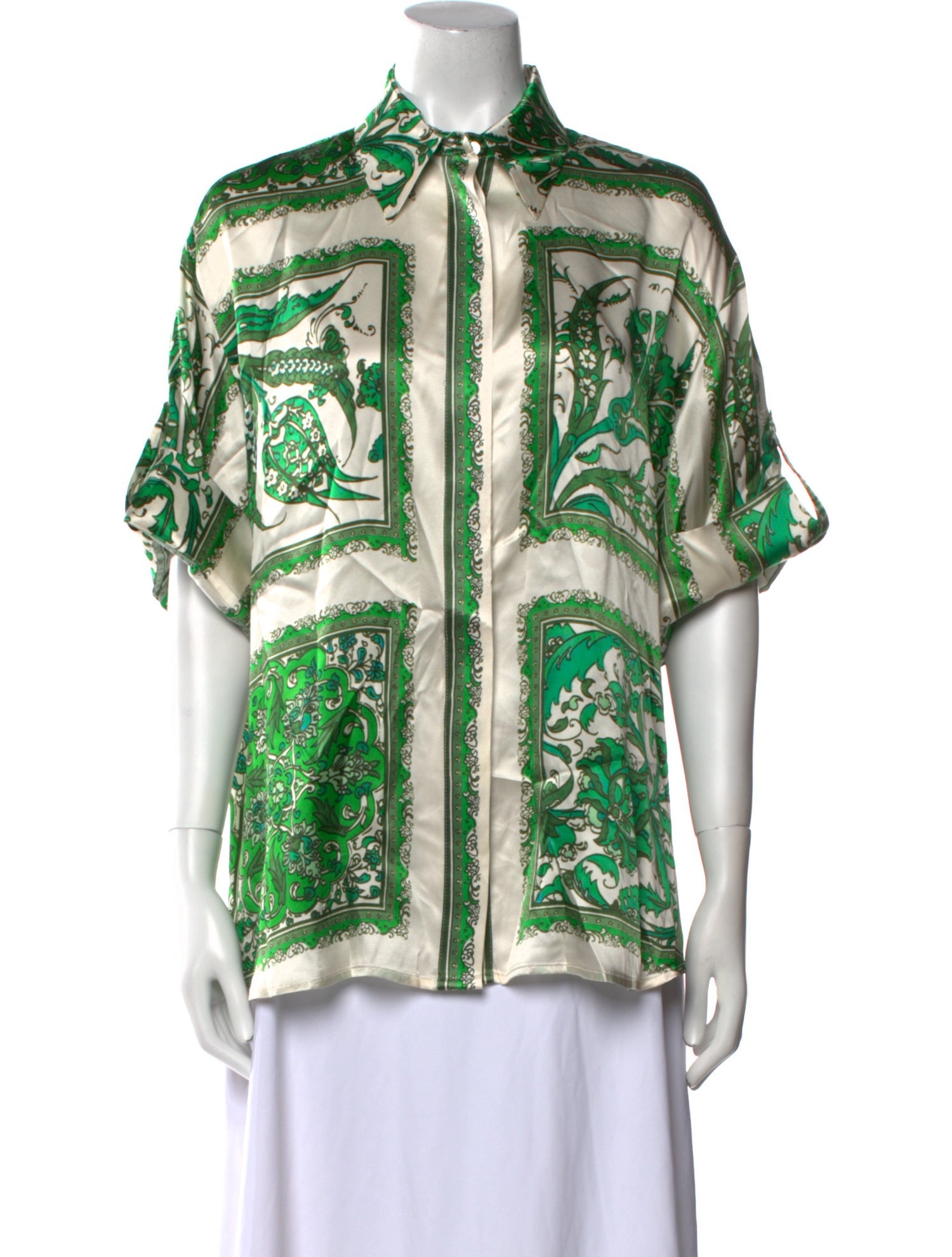 ALÉMAIS Silk Printed Button-Up Top