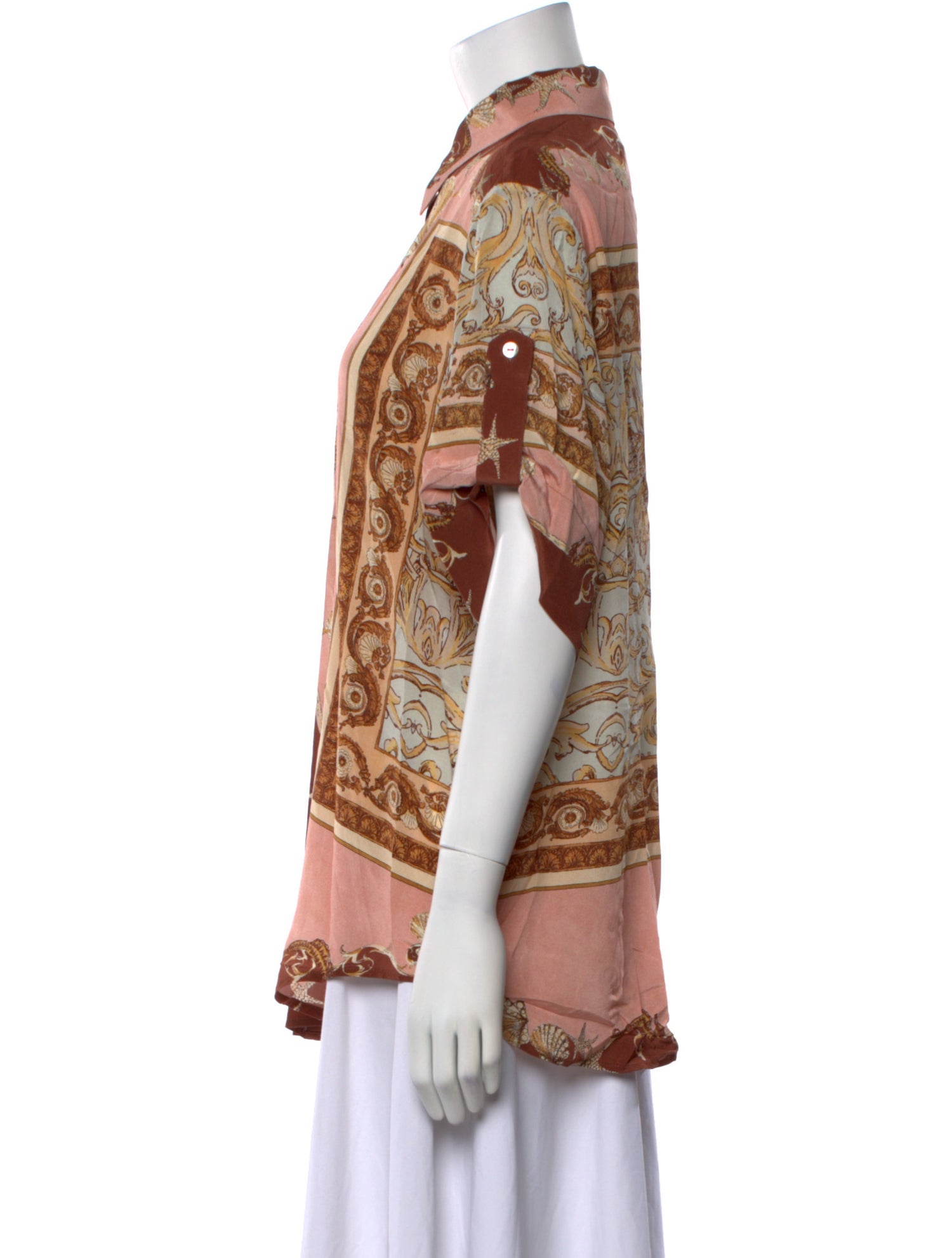 ALÉMAIS Silk Printed Button-Up Top