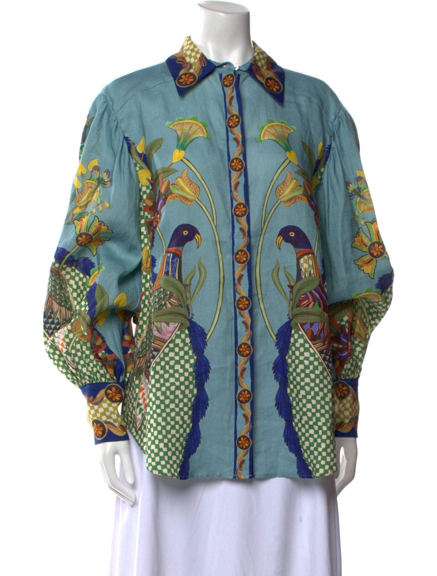 ALÉMAIS Linen Printed Button-Up Top