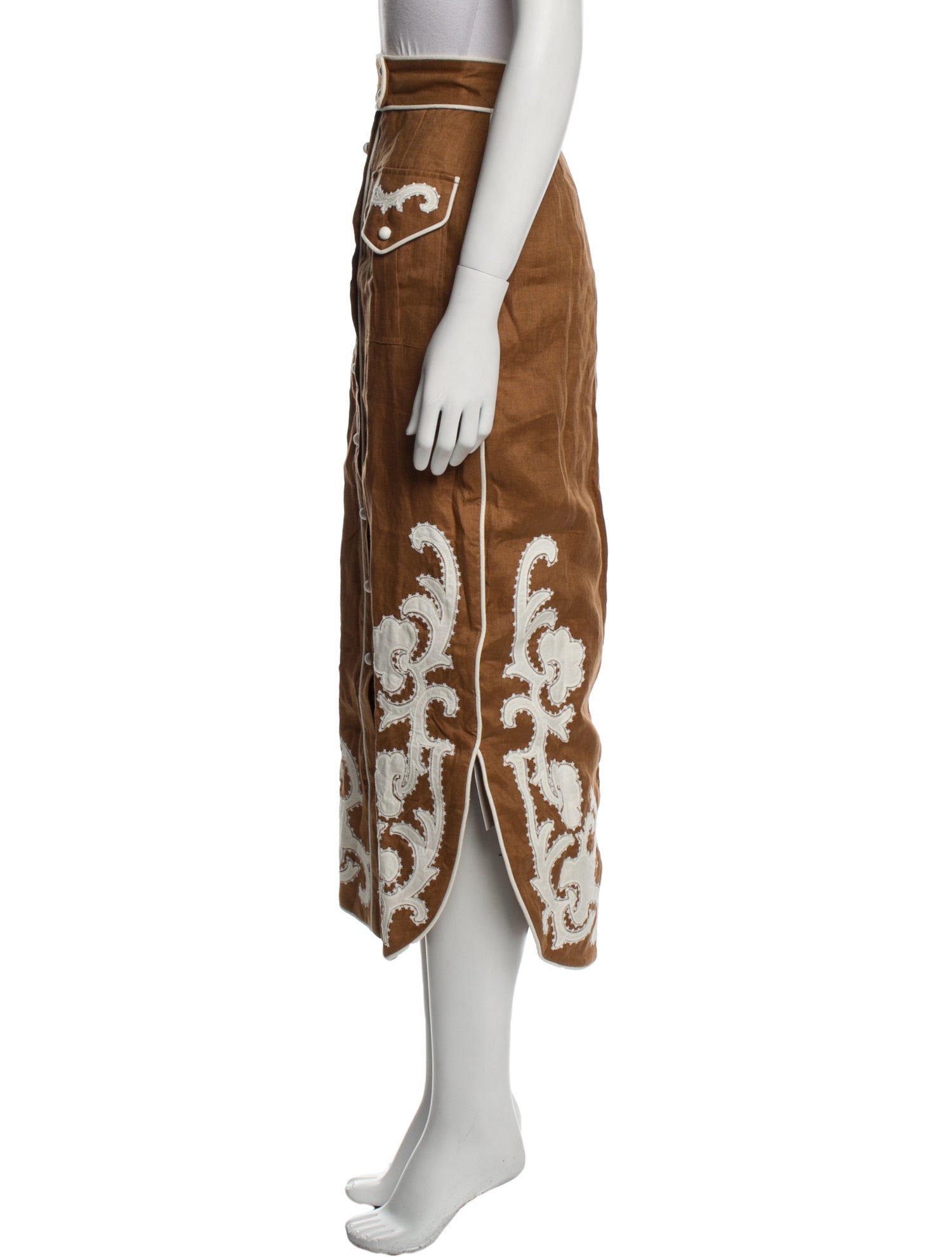 ALÉMAIS Linen Midi Length Skirt