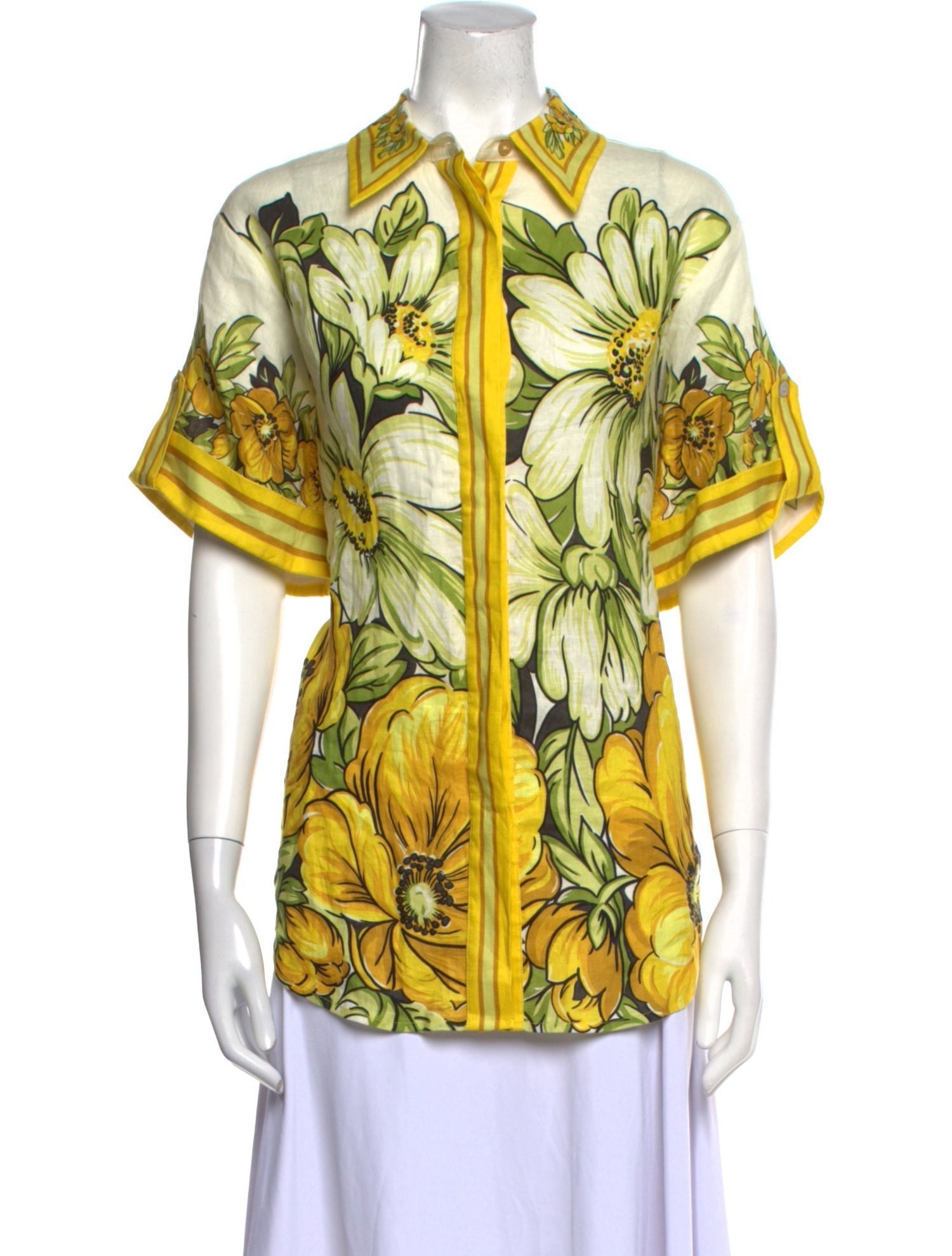 ALÉMAIS Floral Print Short Sleeve Button-Up Top w/ Tags