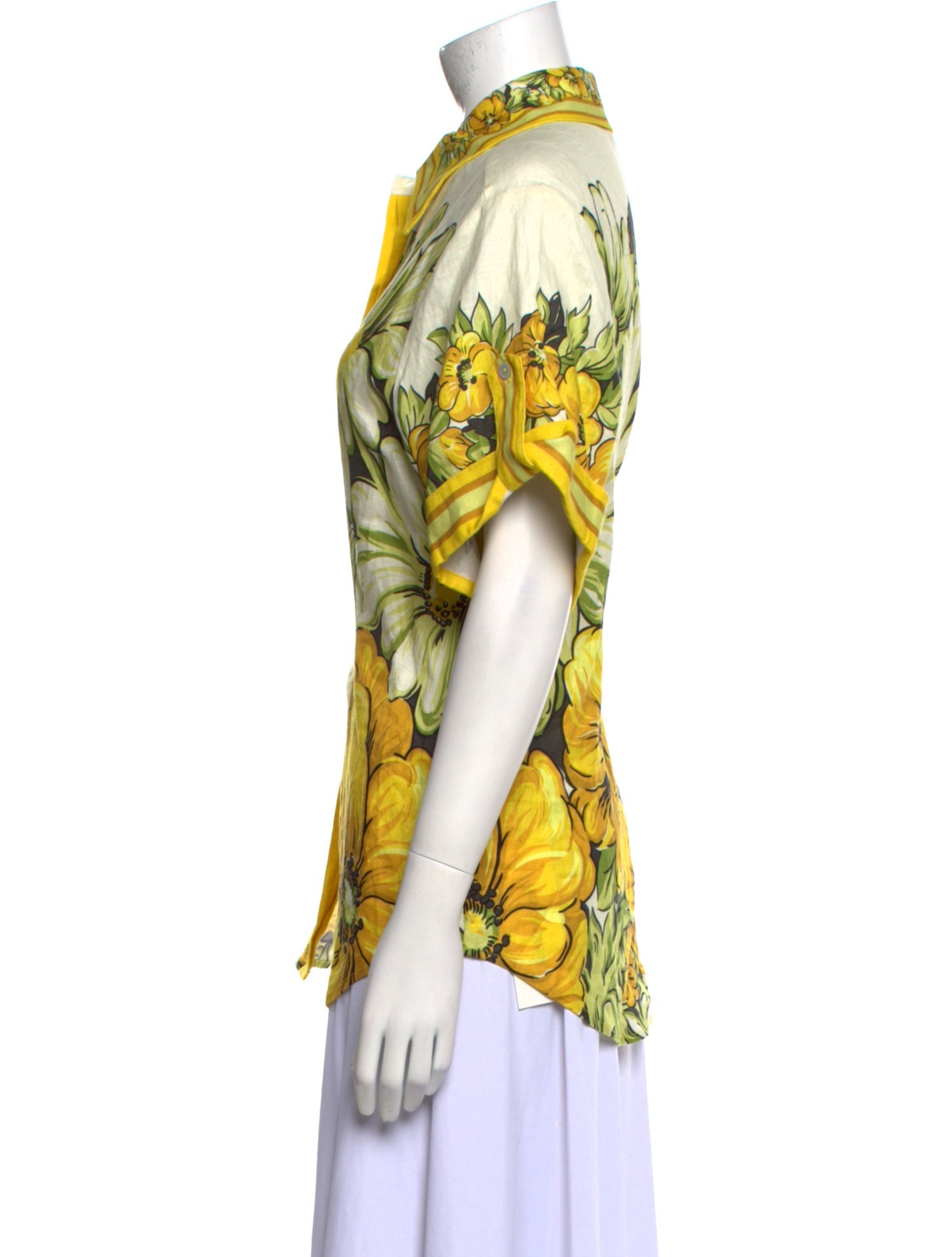 ALÉMAIS Floral Print Short Sleeve Button-Up Top w/ Tags