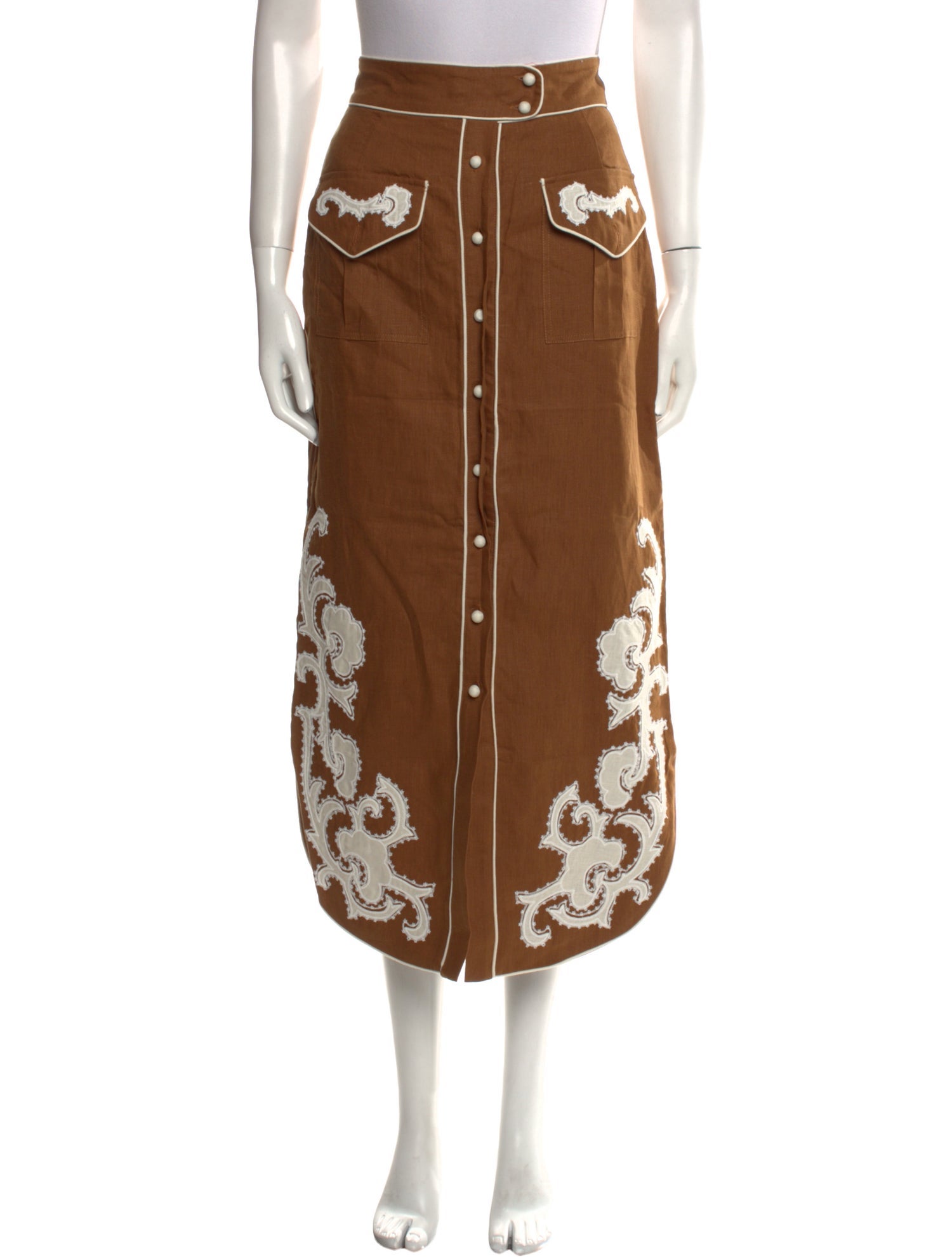 ALÉMAIS Linen Midi Length Skirt