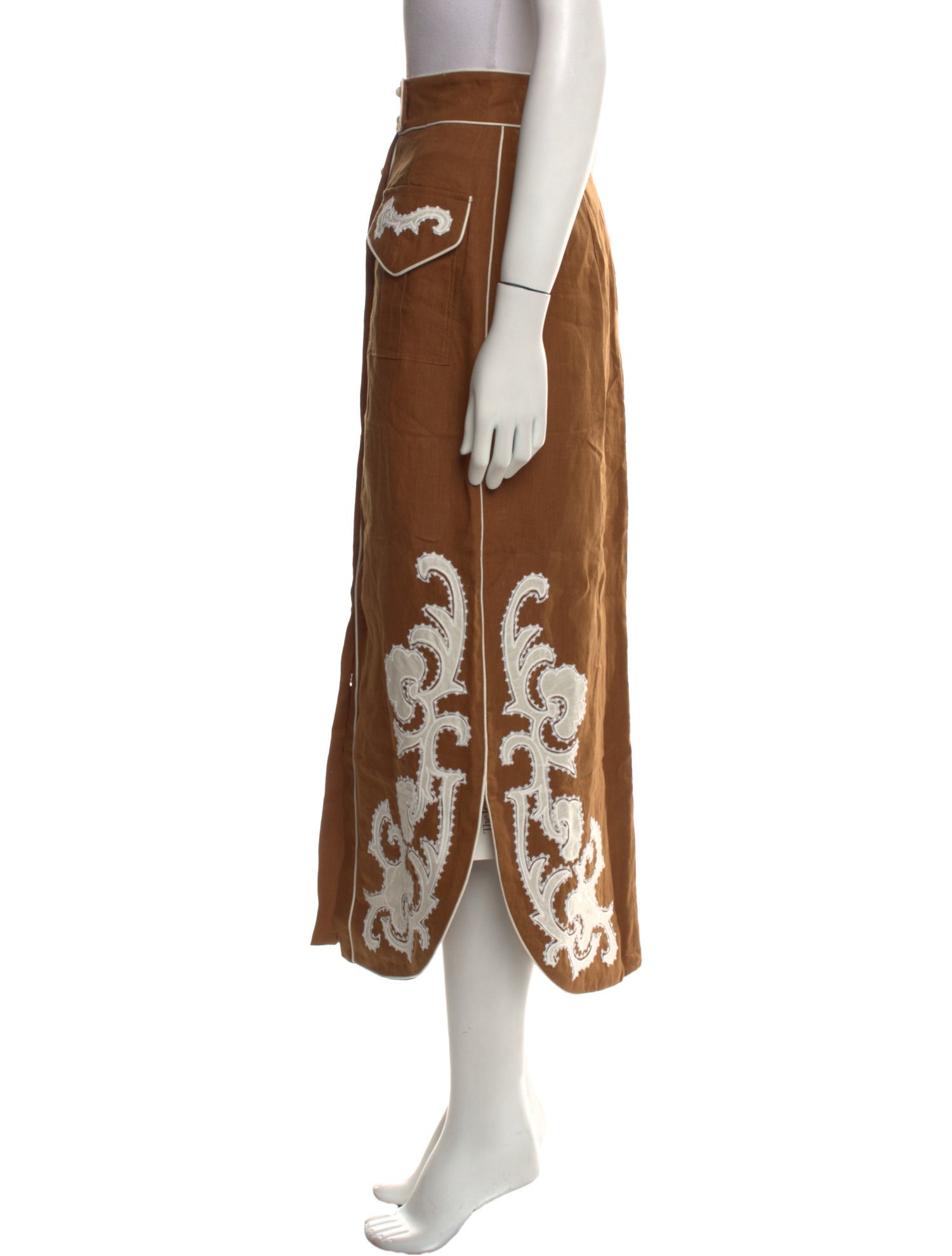 ALÉMAIS Linen Midi Length Skirt