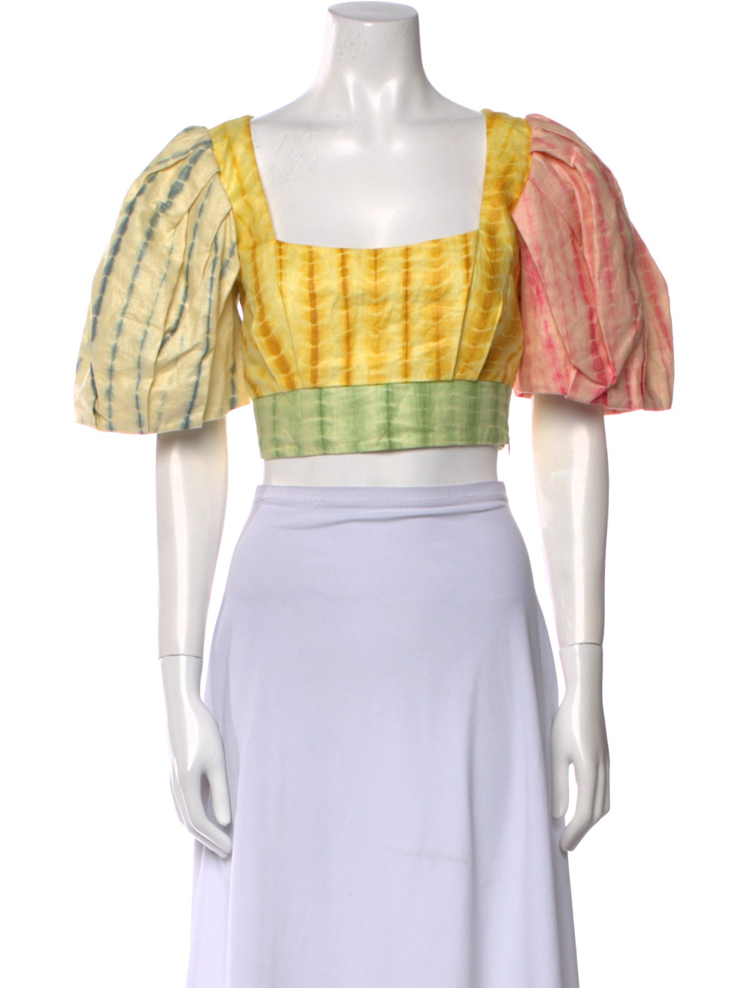 ALÉMAIS Linen Plaid Print Crop Top w/ Tags