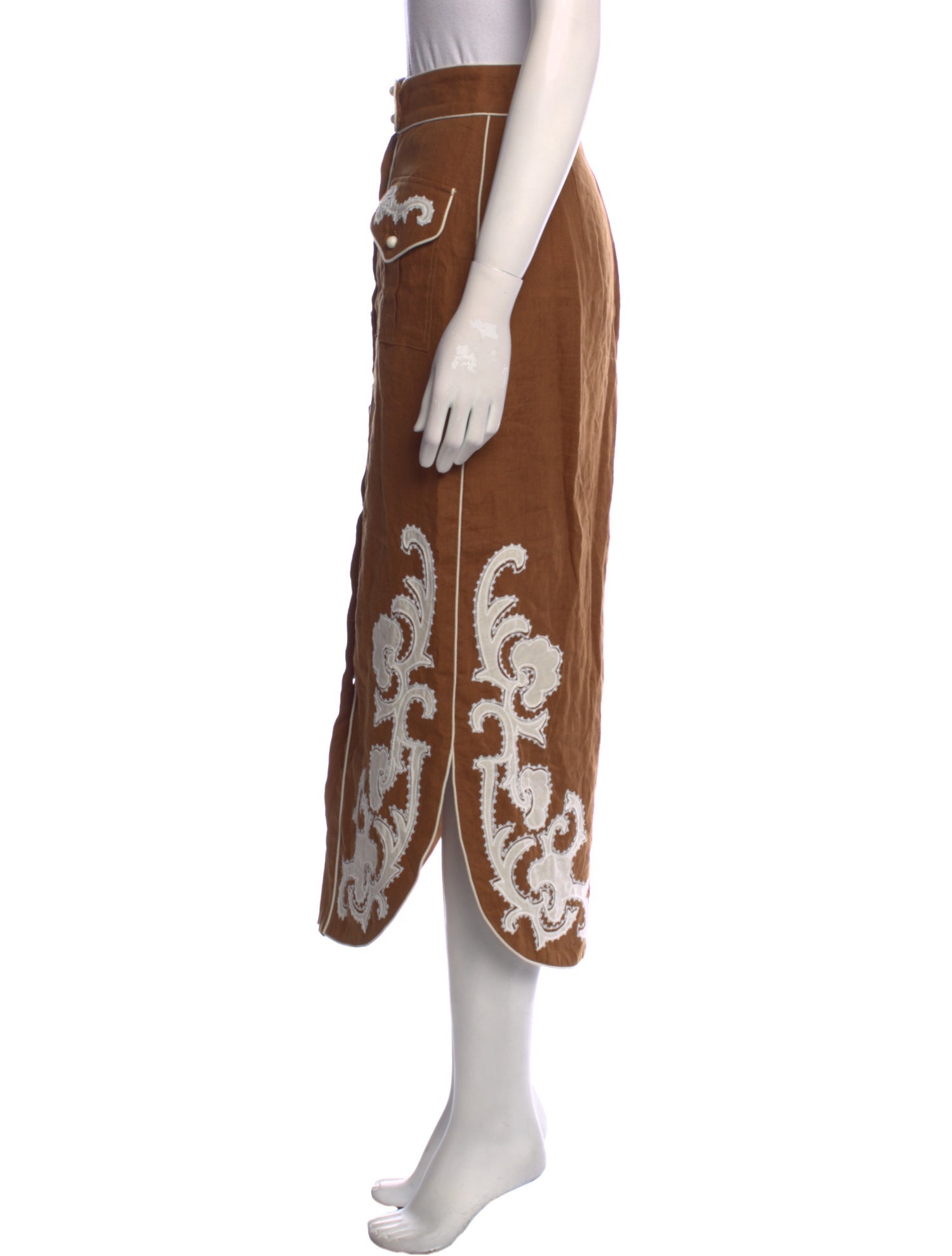 ALÉMAIS Linen Midi Length Skirt