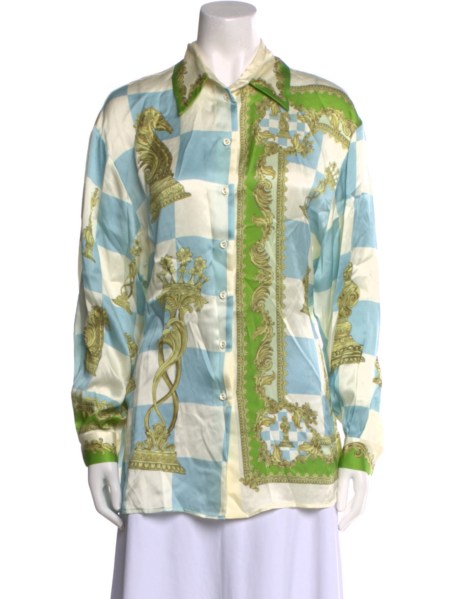 ALÉMAIS Silk Printed Button-Up Top