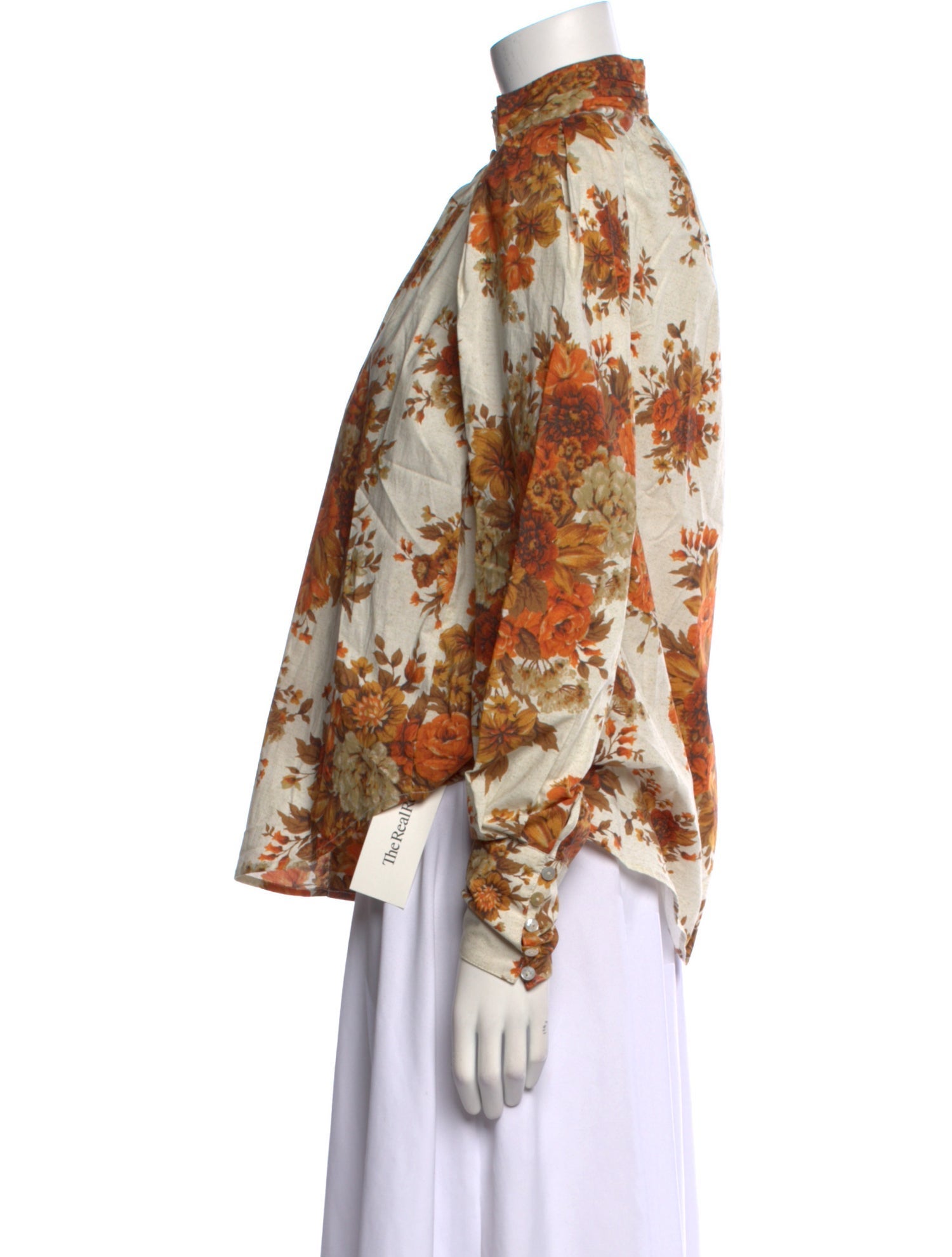 ALÉMAIS Floral Print Mock Neck Blouse