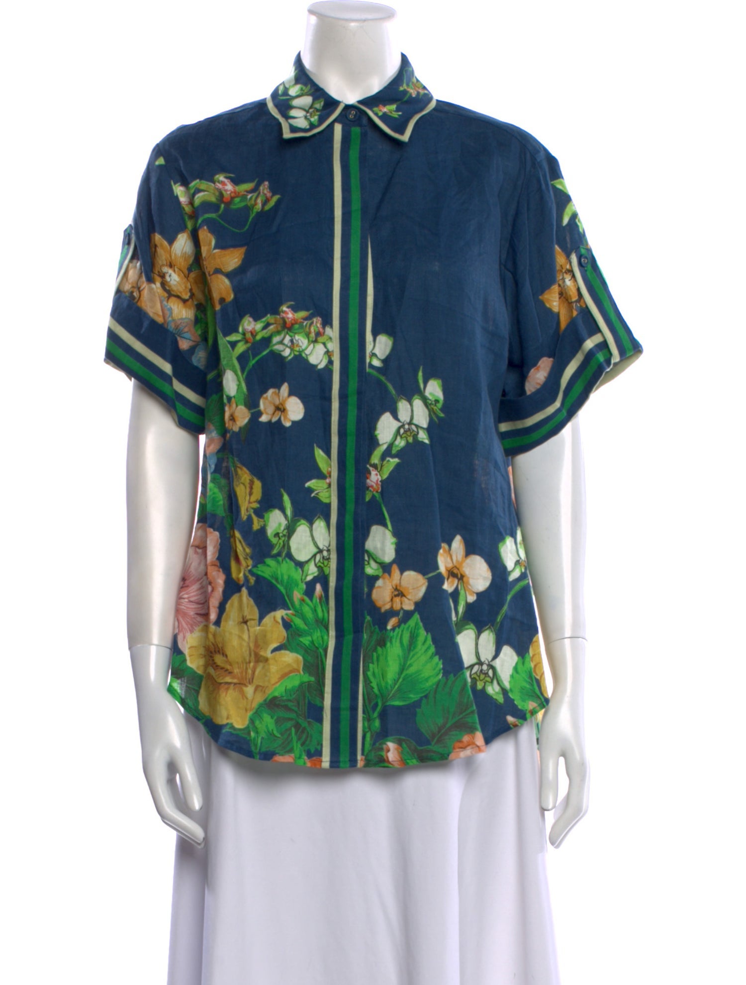 ALÉMAIS Linen Printed Button-Up Top