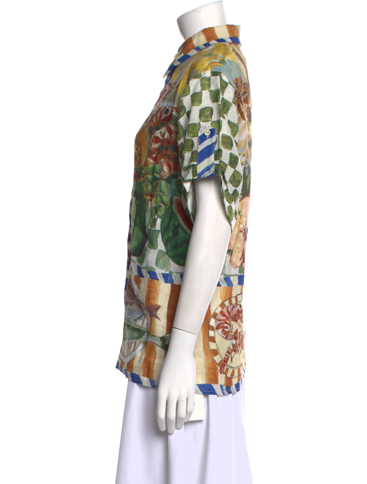 ALÉMAIS Linen Printed Button-Up Top