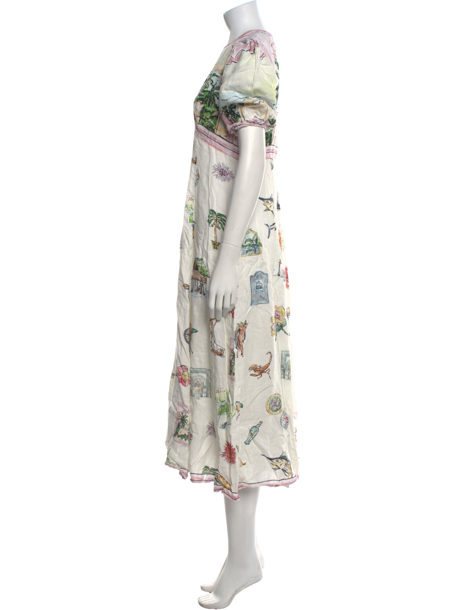 ALÉMAIS Floral Print Midi Length Dress