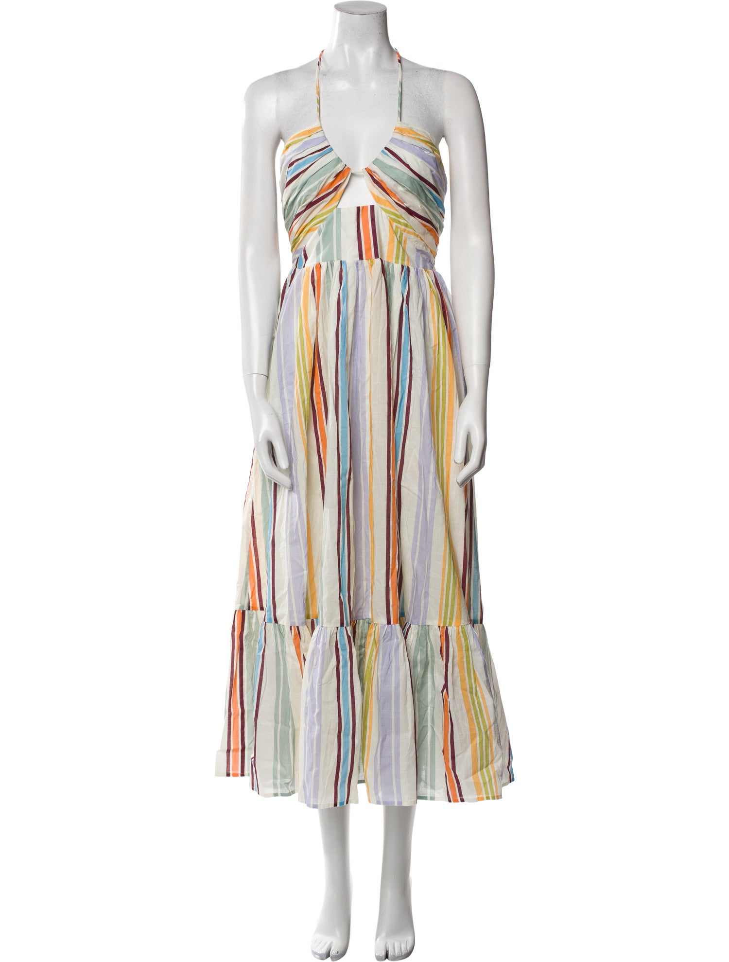 ALÉMAIS Striped Midi Length Dress