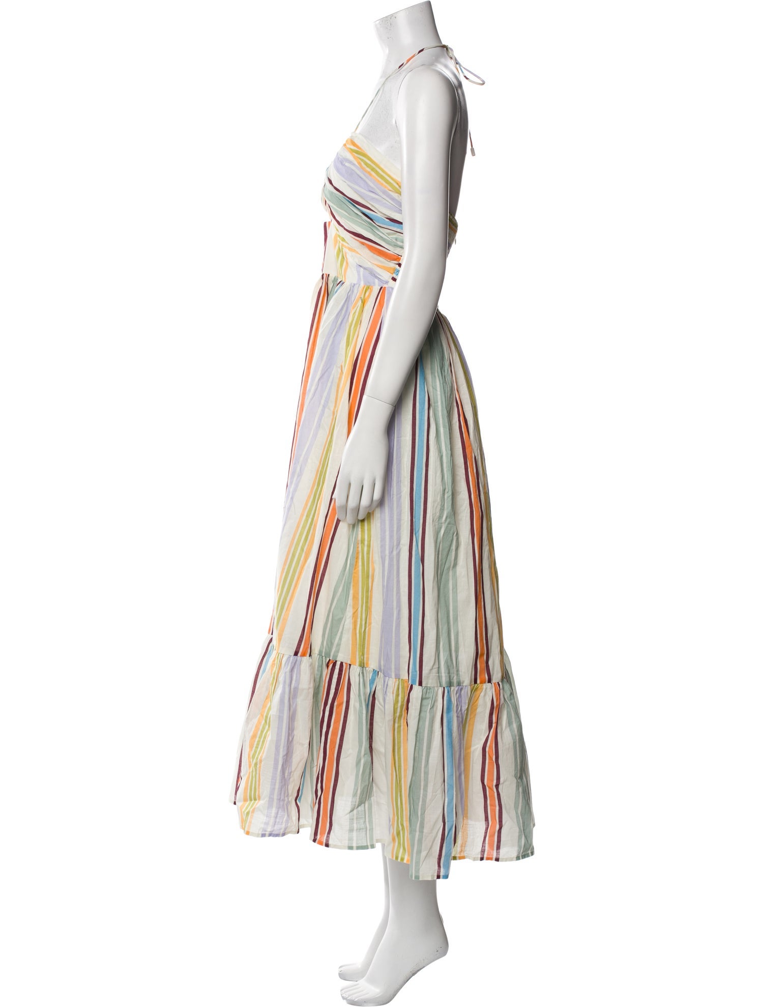 ALÉMAIS Striped Midi Length Dress