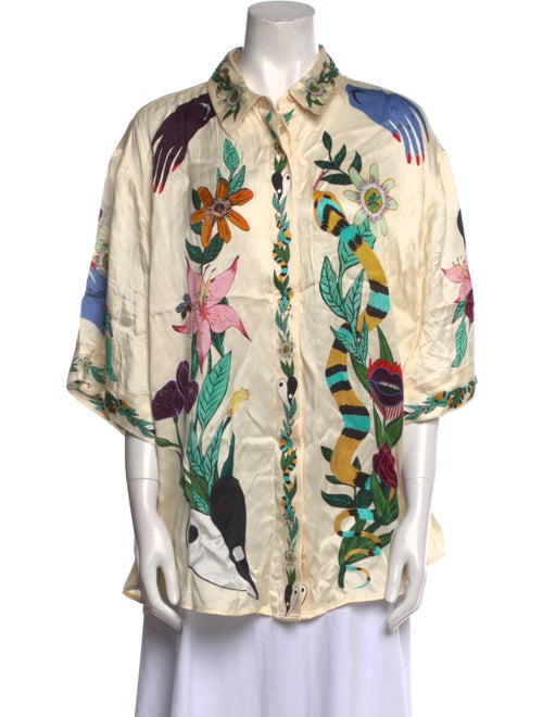 ALÉMAIS Silk Printed Button-Up Top