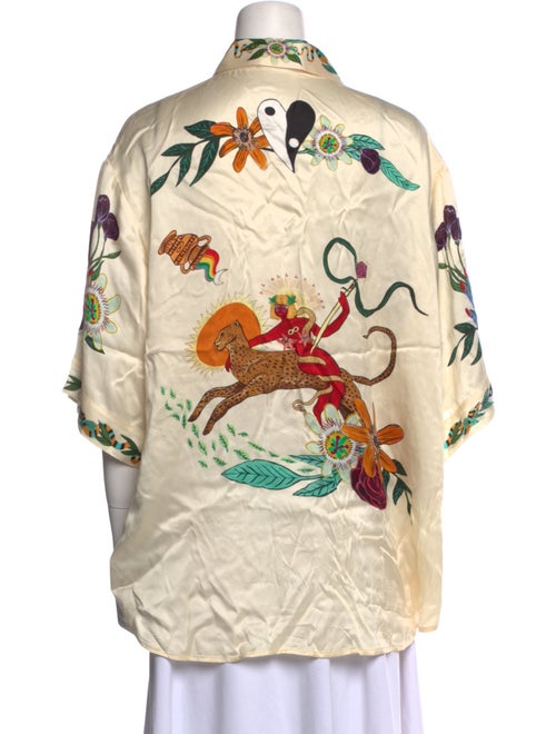 ALÉMAIS Silk Printed Button-Up Top