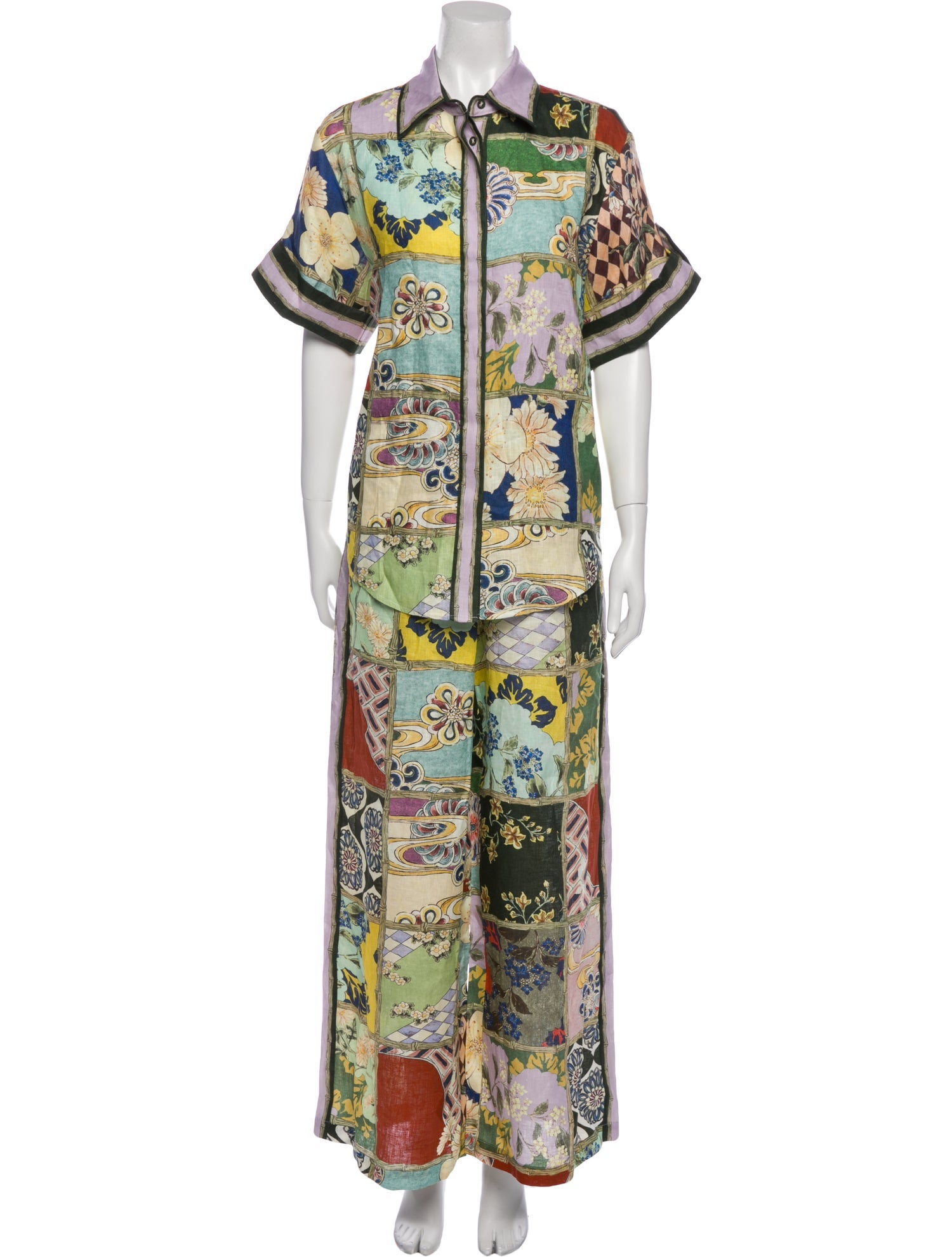 ALÉMAIS Linen Floral Print Pant Set