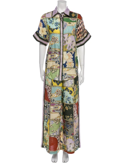 ALÉMAIS Linen Floral Print Pant Set