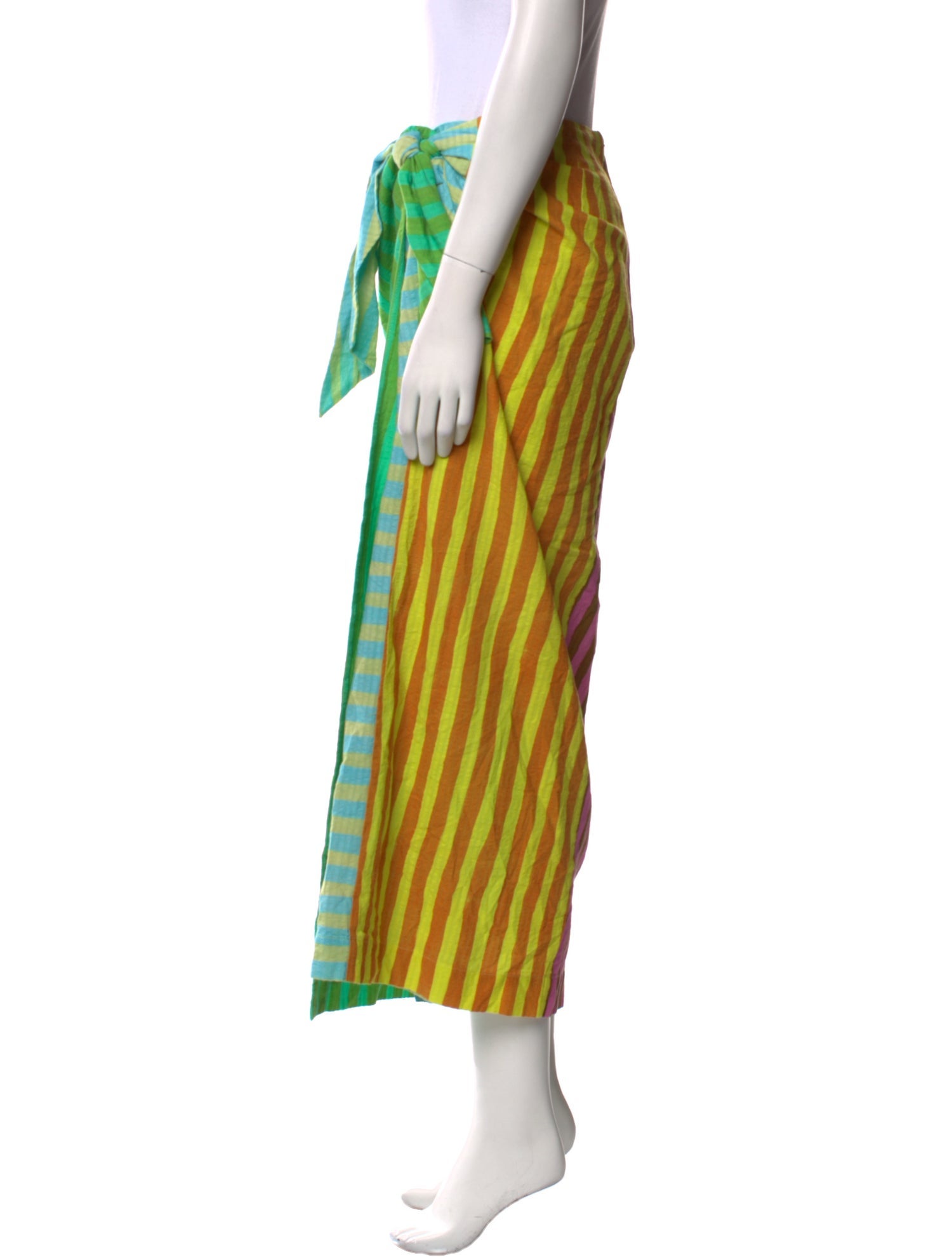 ALÉMAIS Striped Midi Length Skirt