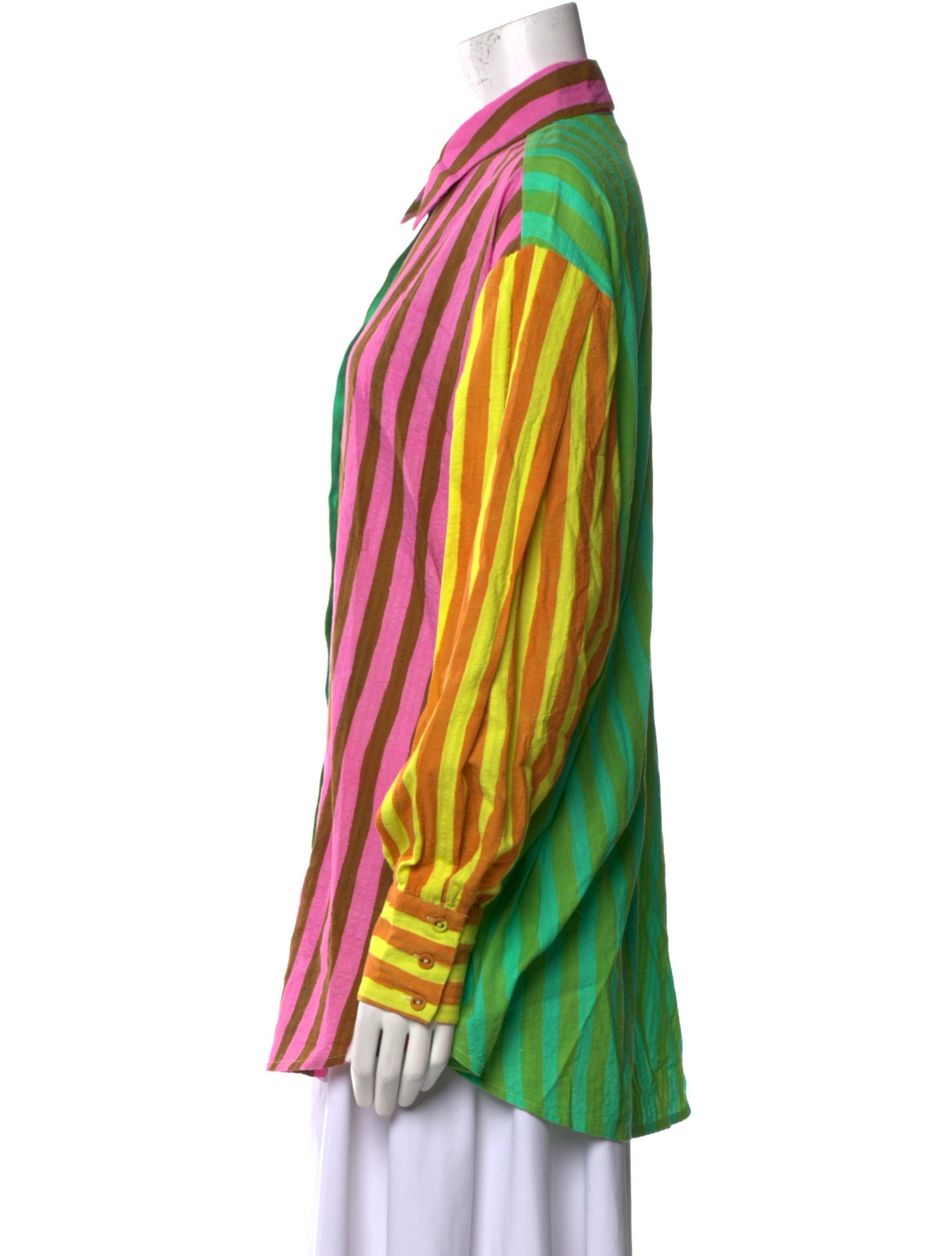 ALÉMAIS Striped Long Sleeve Button-Up Top